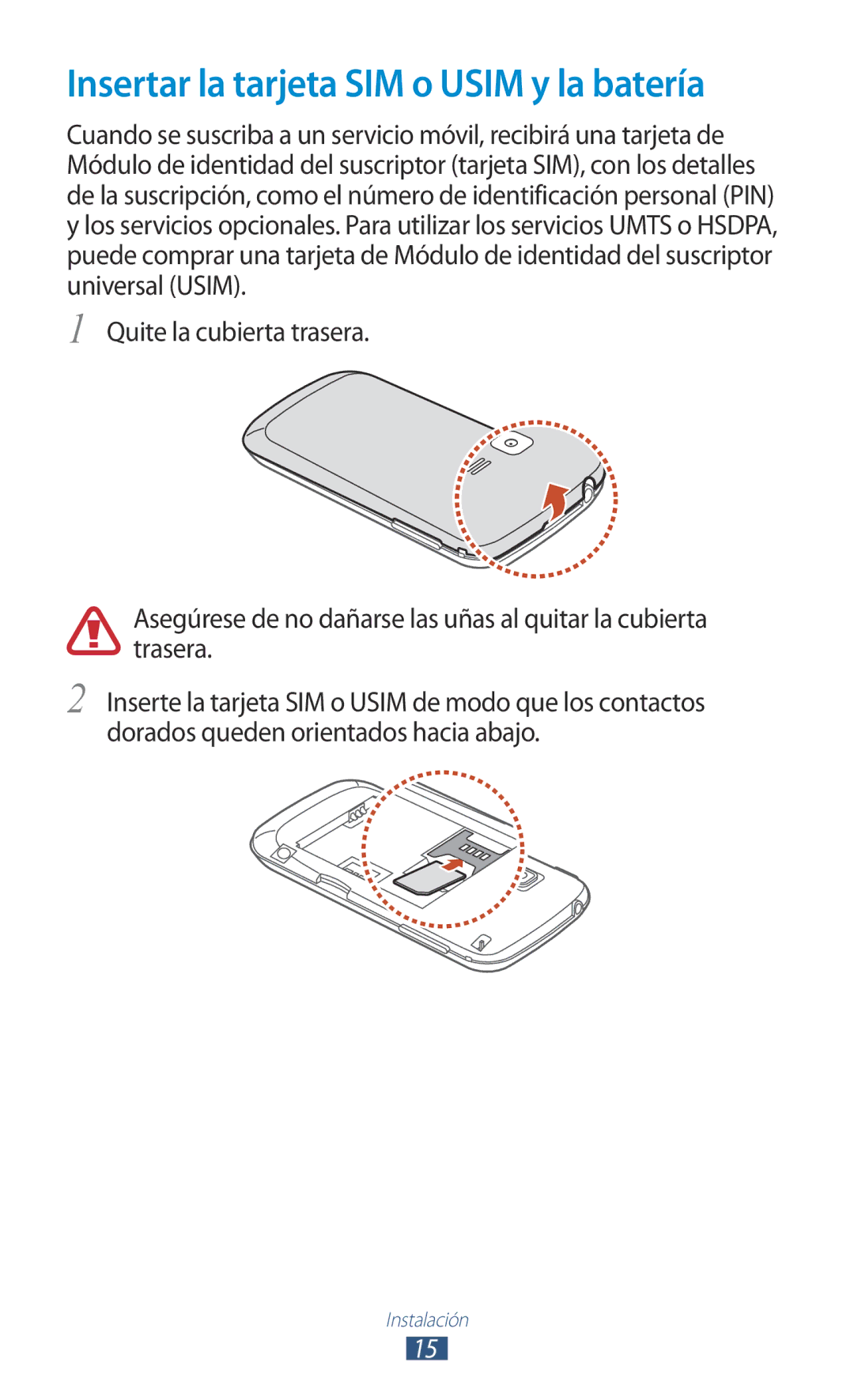 Samsung GT-B5330ZWAPHE, GT-B5330ZKAXEC, GT-B5330ZWAXEC, GT-B5330ZKAYOG manual Insertar la tarjeta SIM o Usim y la batería 