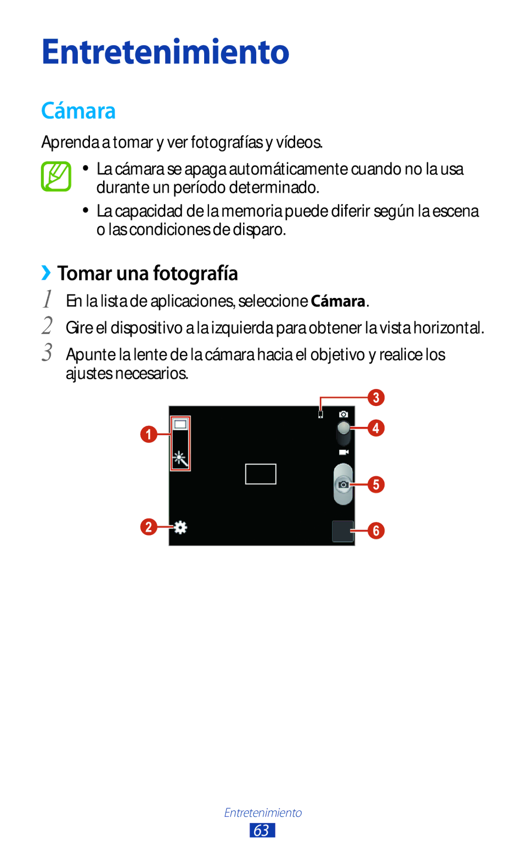 Samsung GT-B5330ZKAYOG, GT-B5330ZWAPHE manual ››Tomar una fotografía, En la lista de aplicaciones, seleccione Cámara 