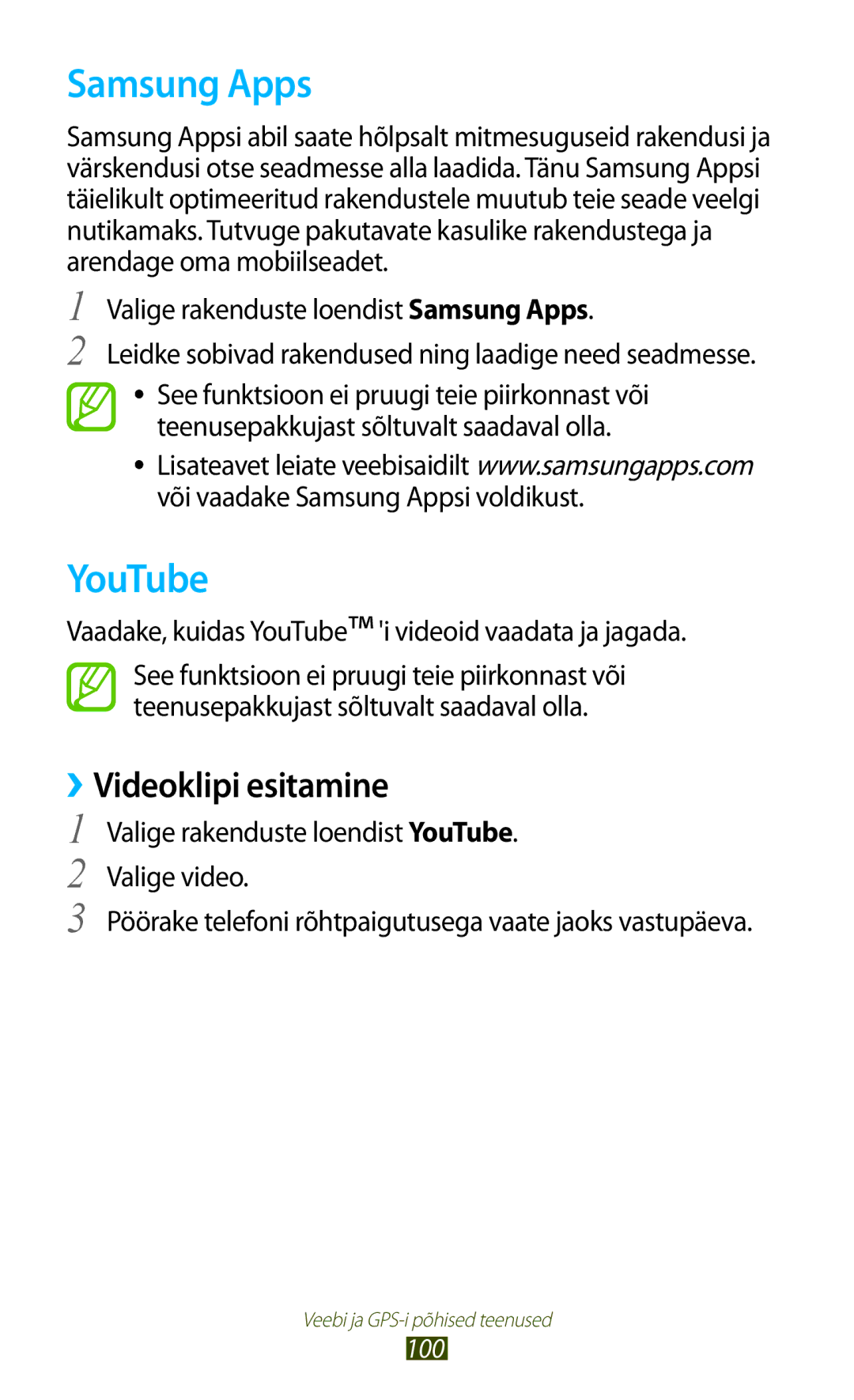 Samsung GT-B5330ZWASEB manual Samsung Apps, YouTube 