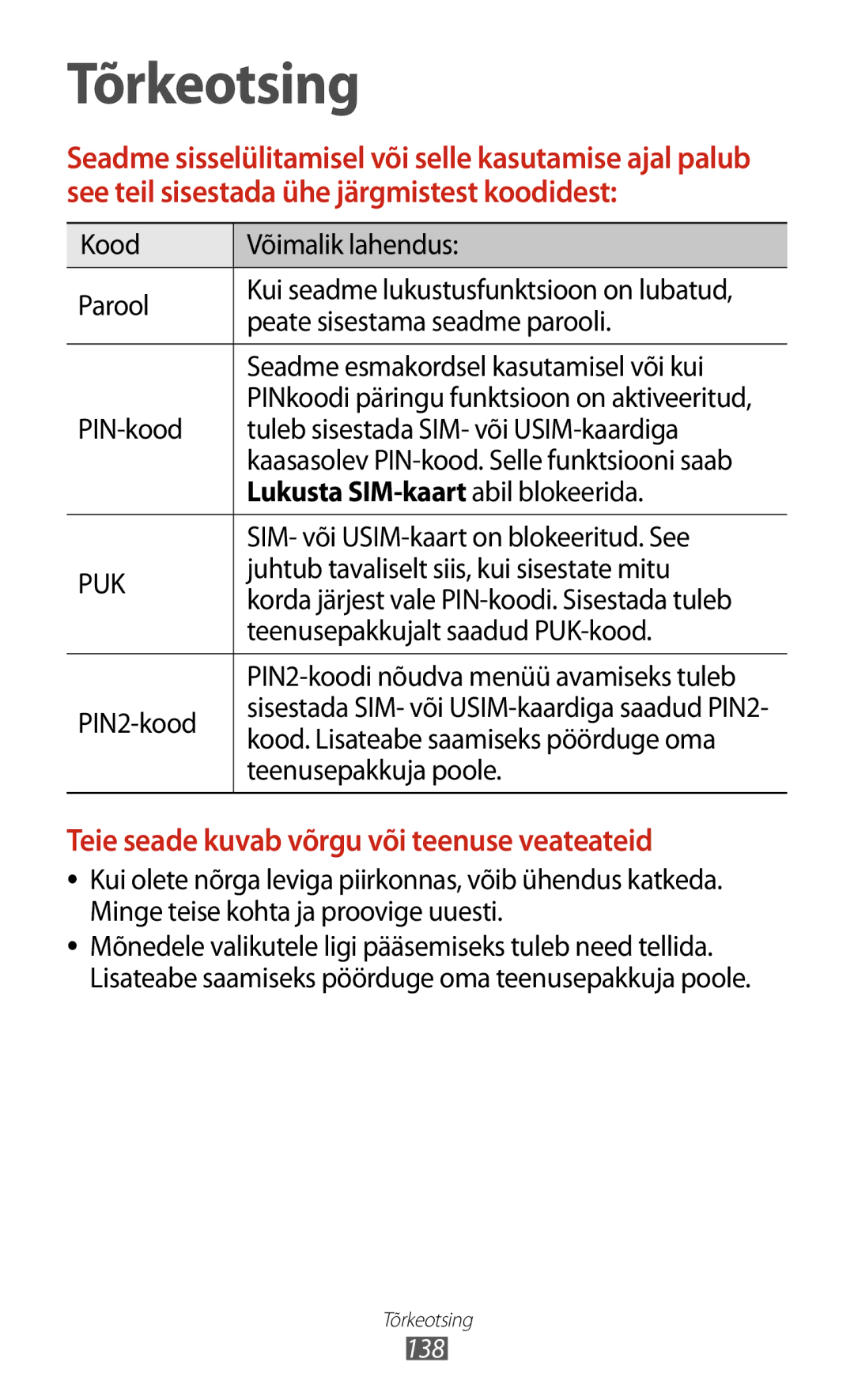 Samsung GT-B5330ZWASEB manual Lukusta SIM-kaart abil blokeerida 