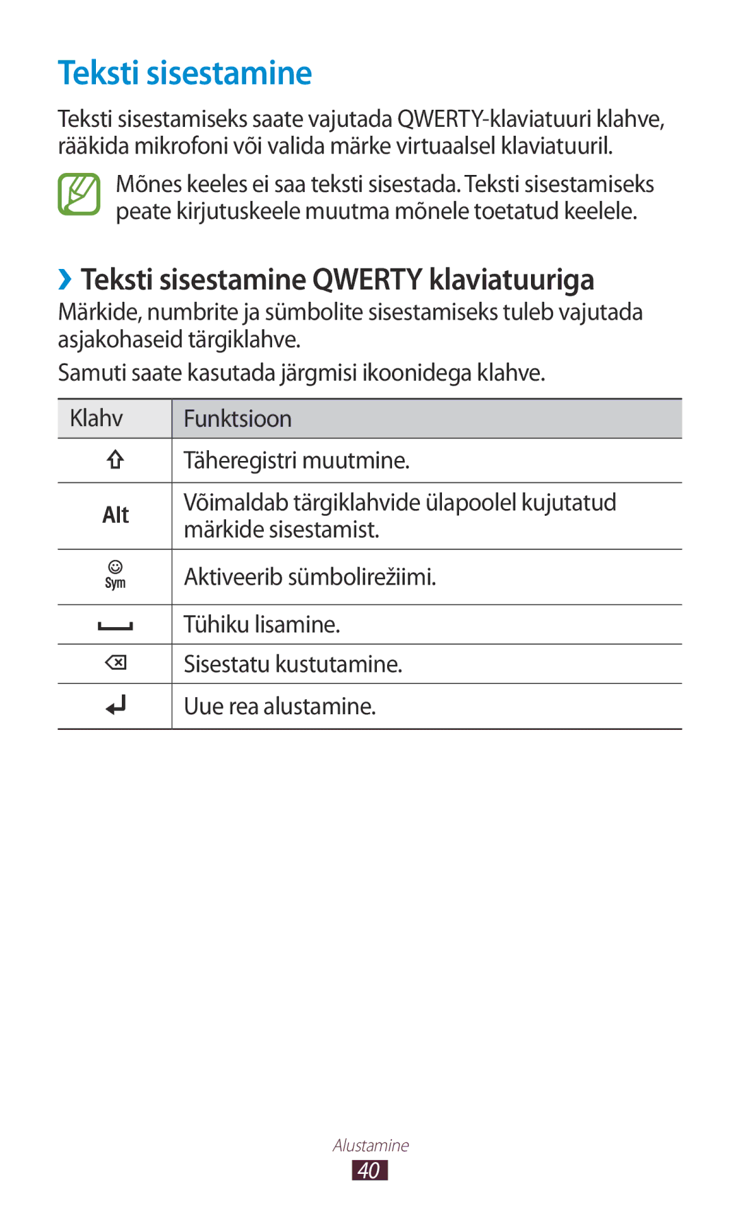 Samsung GT-B5330ZWASEB manual ››Teksti sisestamine Qwerty klaviatuuriga 