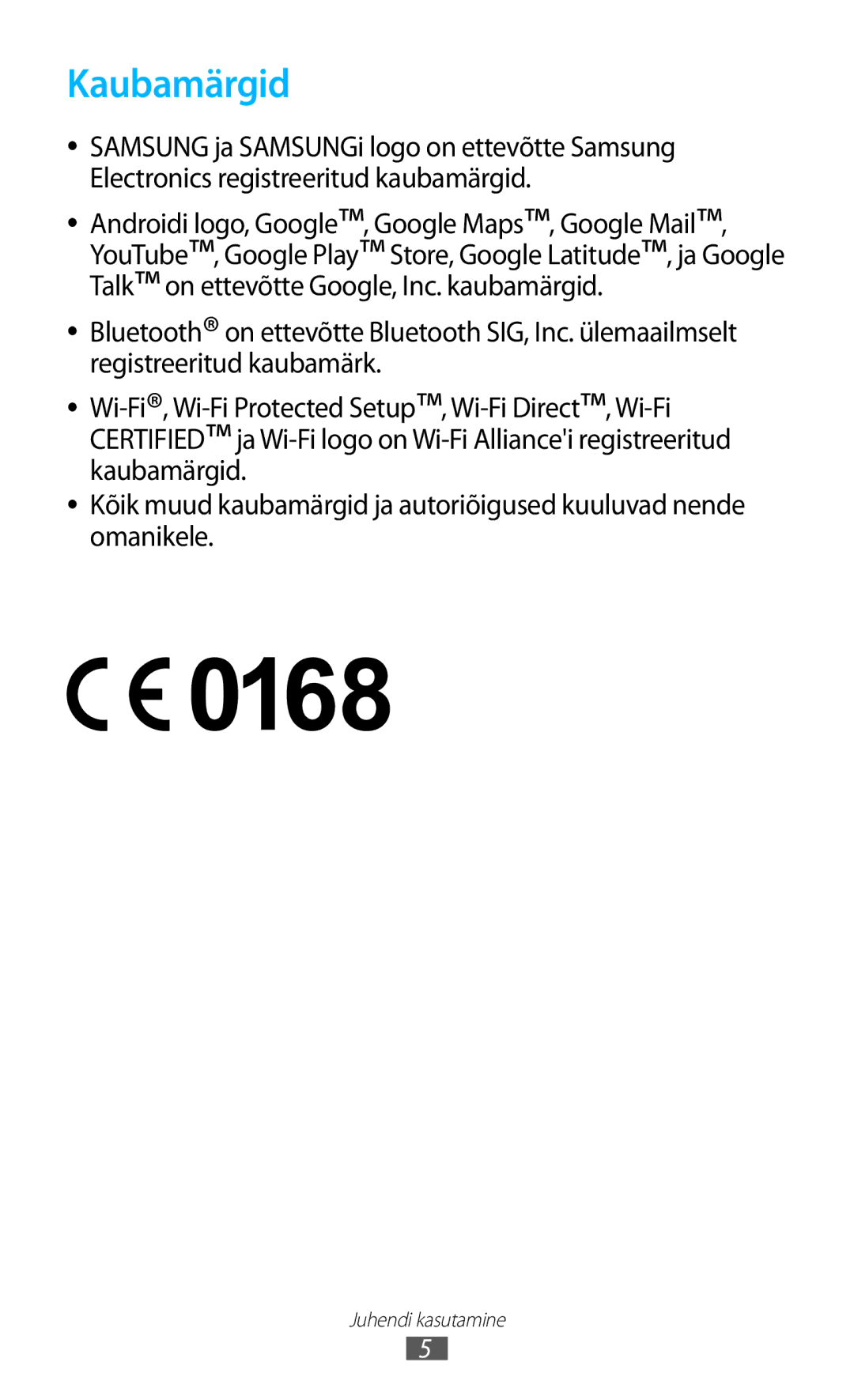 Samsung GT-B5330ZWASEB manual Kaubamärgid 