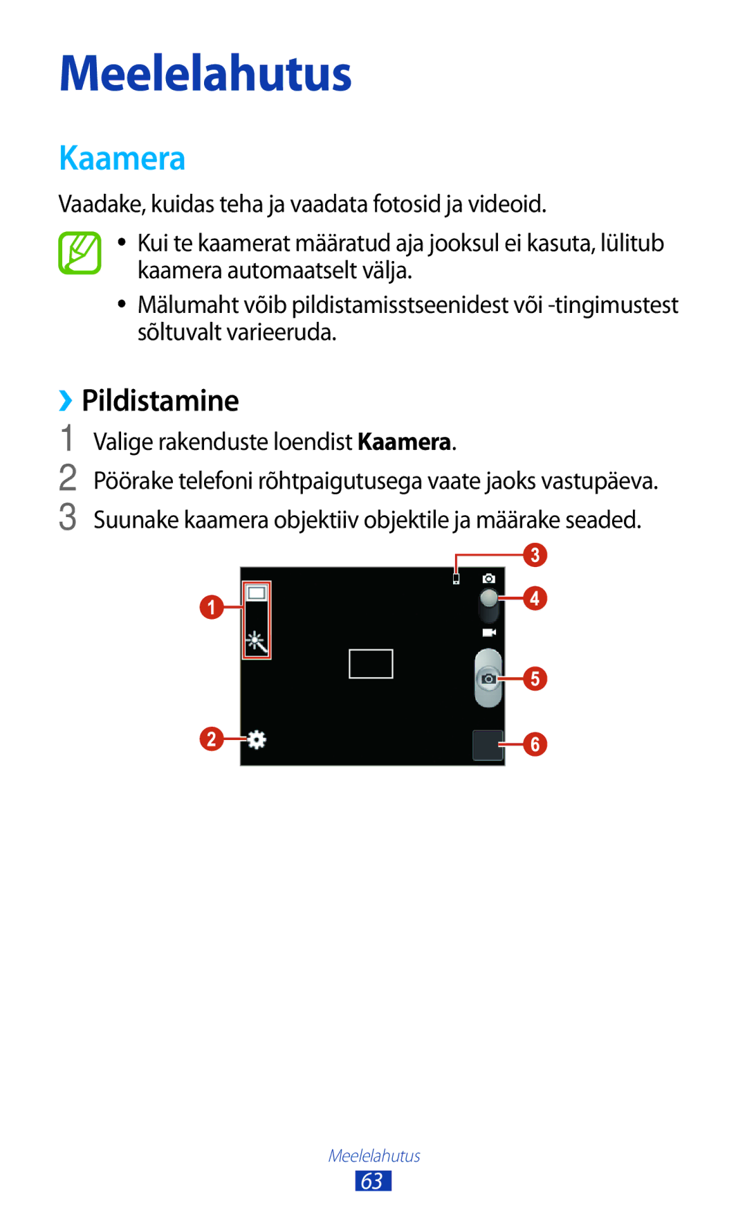 Samsung GT-B5330ZWASEB manual ››Pildistamine, Valige rakenduste loendist Kaamera 