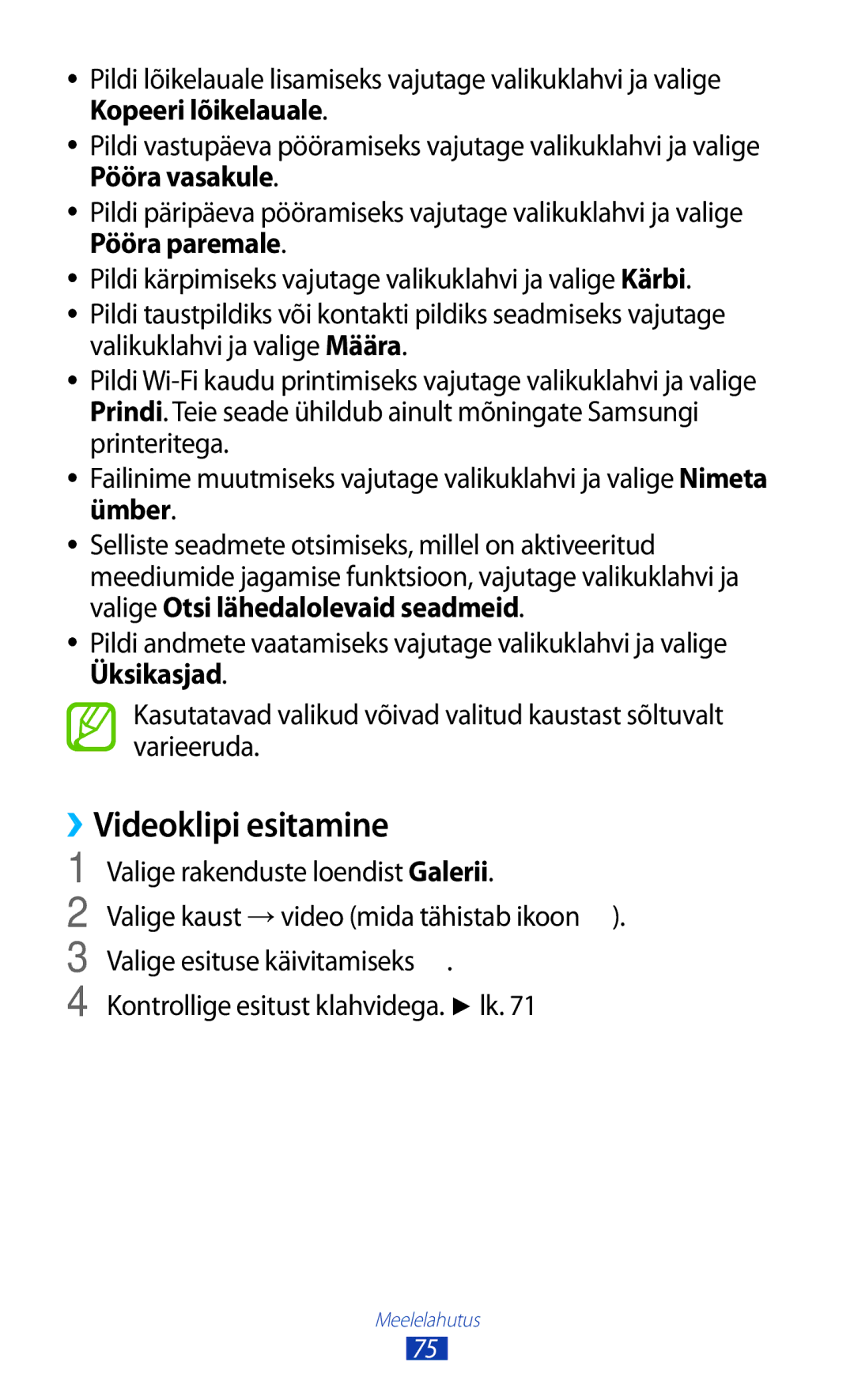 Samsung GT-B5330ZWASEB manual ››Videoklipi esitamine 