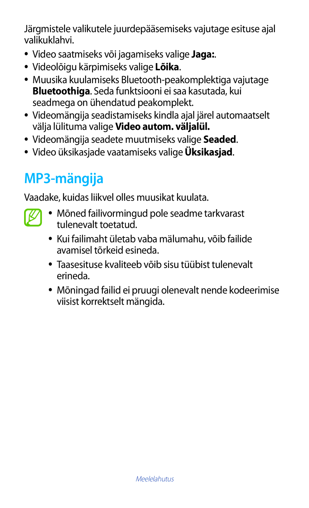 Samsung GT-B5330ZWASEB manual MP3-mängija 