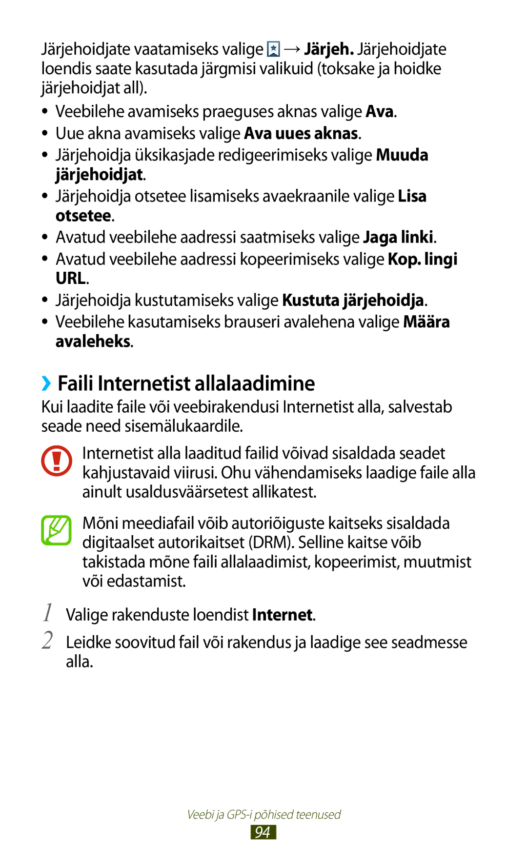 Samsung GT-B5330ZWASEB manual ››Faili Internetist allalaadimine 