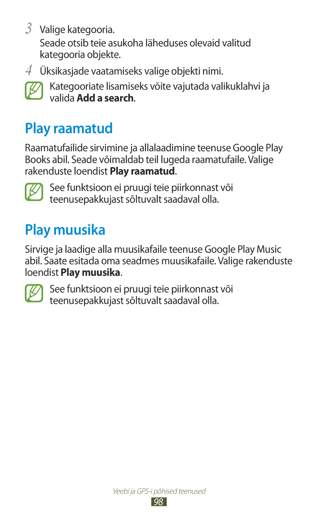 Samsung GT-B5330ZWASEB manual Play raamatud, Play muusika 