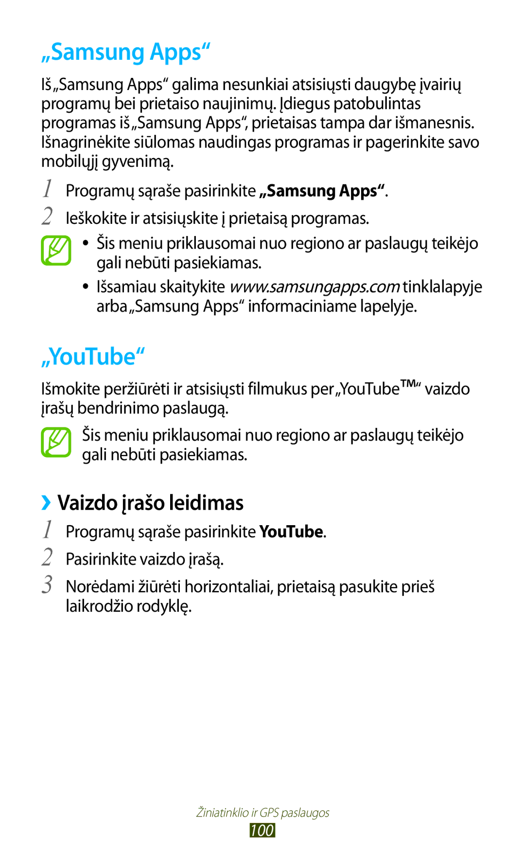 Samsung GT-B5330ZWASEB manual „Samsung Apps, „YouTube 