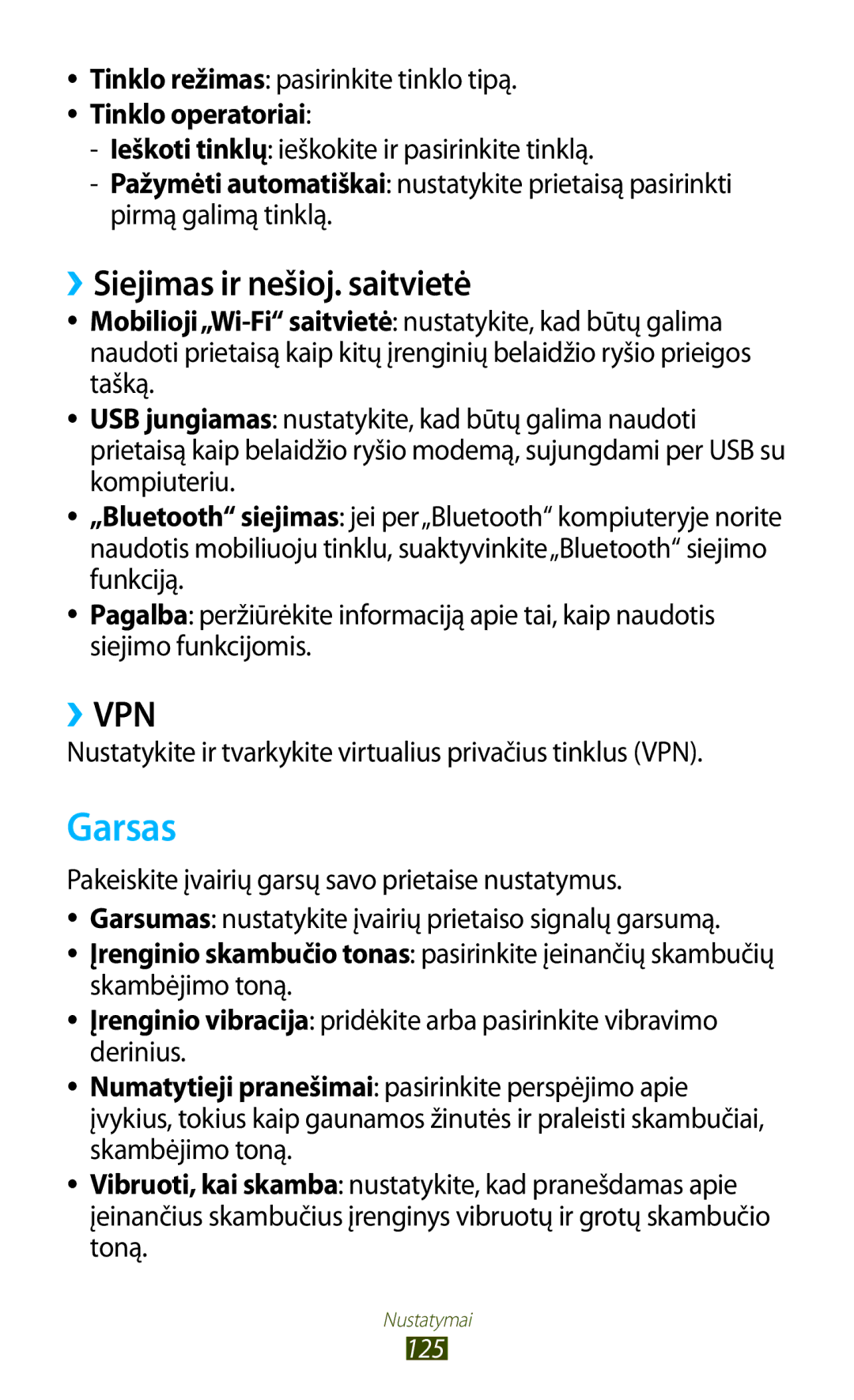 Samsung GT-B5330ZWASEB Garsas, ››Siejimas ir nešioj. saitvietė, Tinklo režimas pasirinkite tinklo tipą, Tinklo operatoriai 