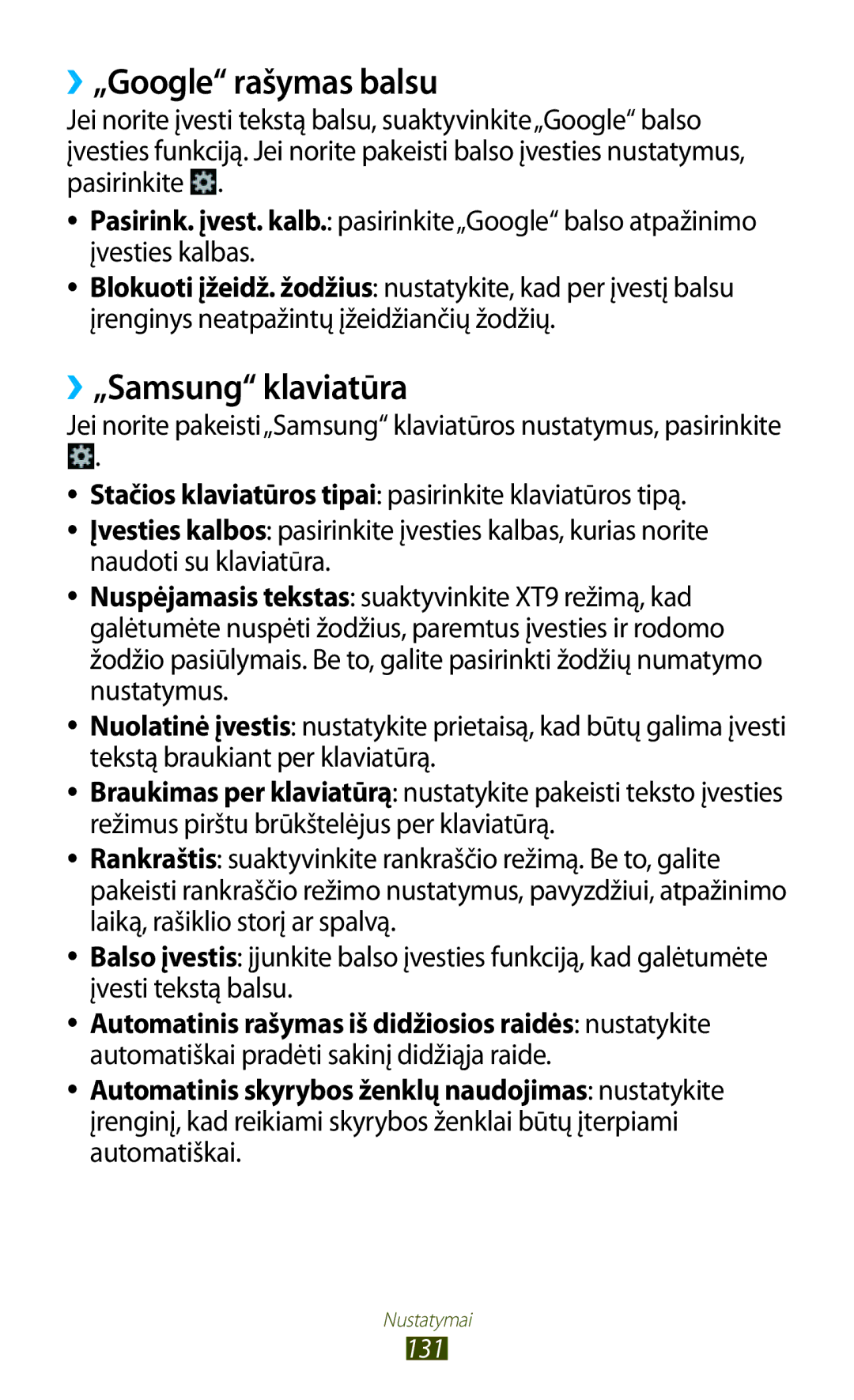 Samsung GT-B5330ZWASEB manual ››„Google rašymas balsu, ››„Samsung klaviatūra 