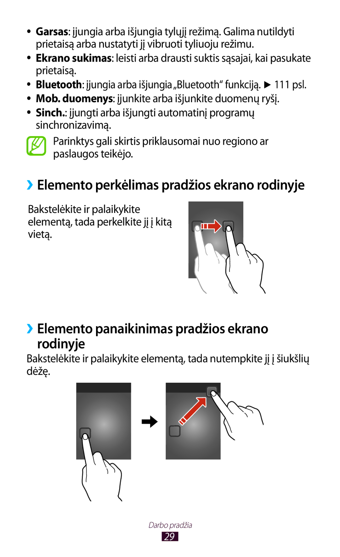 Samsung GT-B5330ZWASEB manual ››Elemento panaikinimas pradžios ekrano rodinyje 