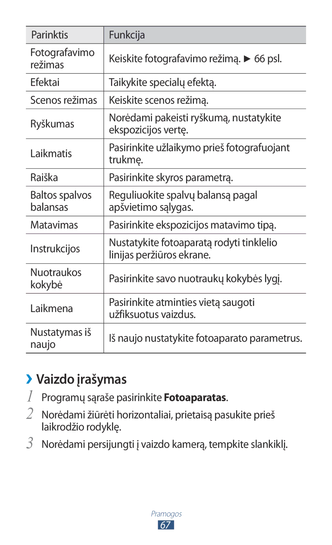 Samsung GT-B5330ZWASEB manual ››Vaizdo įrašymas 