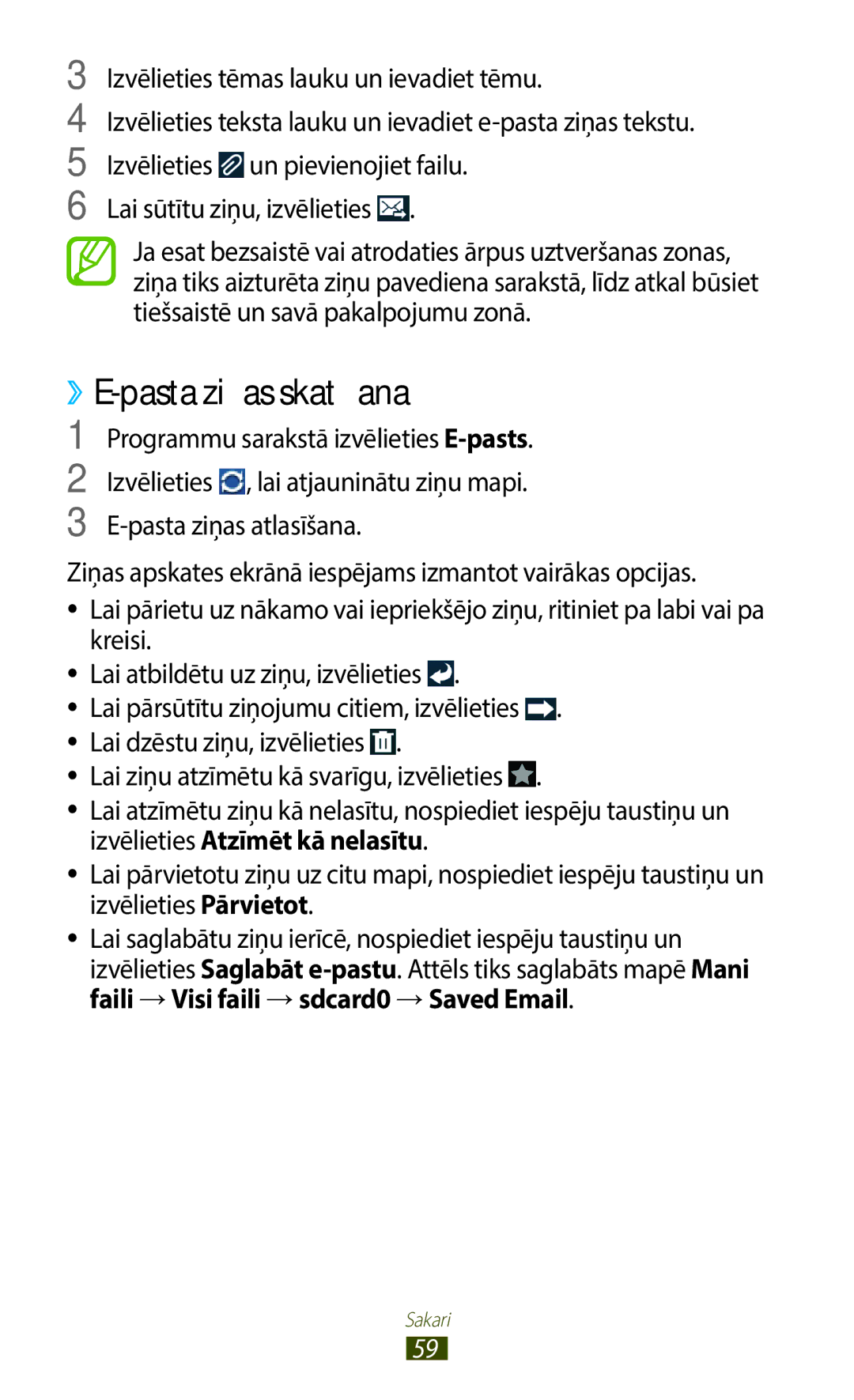 Samsung GT-B5330ZWASEB manual ››E-pasta ziņas skatīšana 