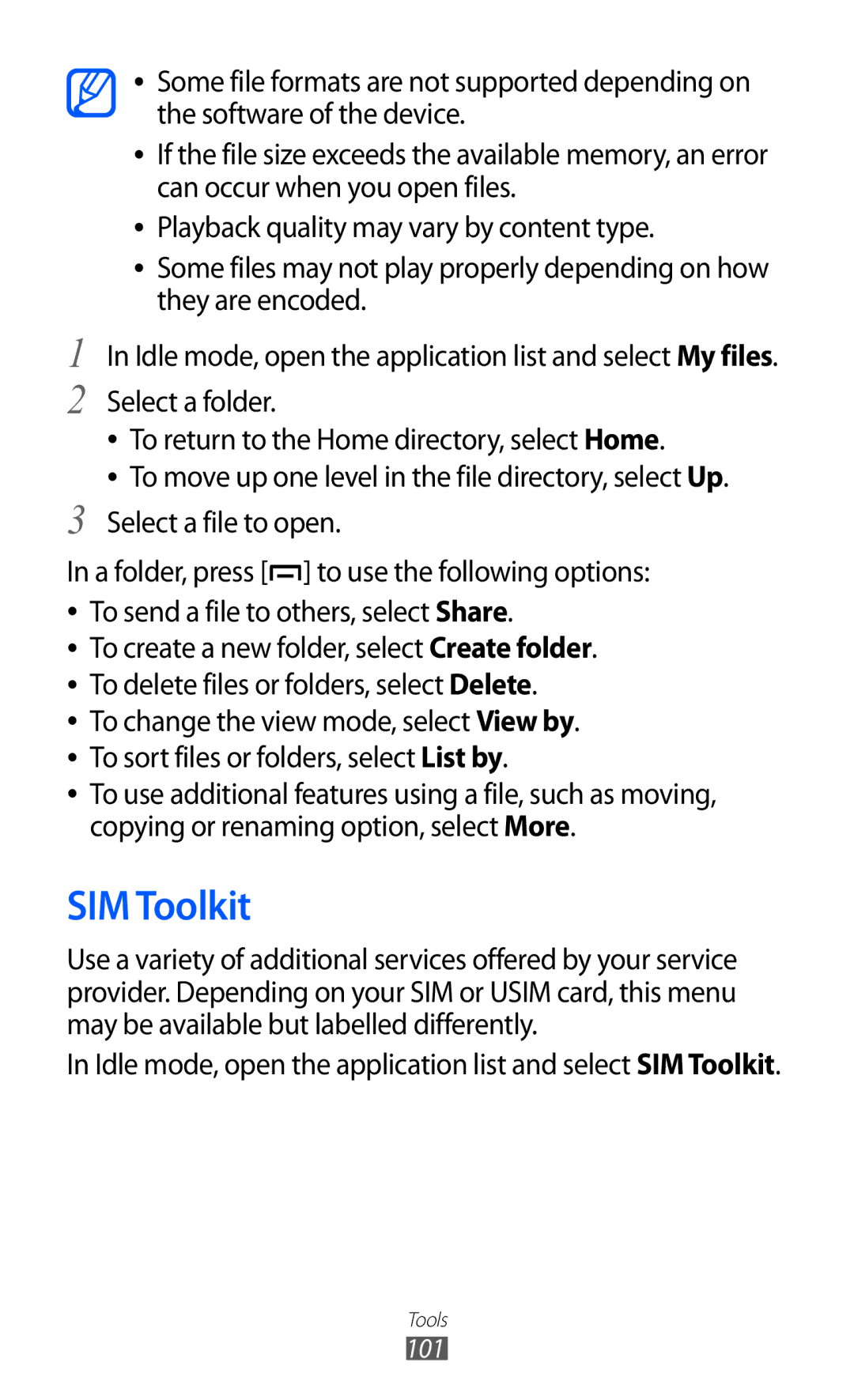 Samsung GT-B5510 user manual Idle mode, open the application list and select SIM Toolkit 