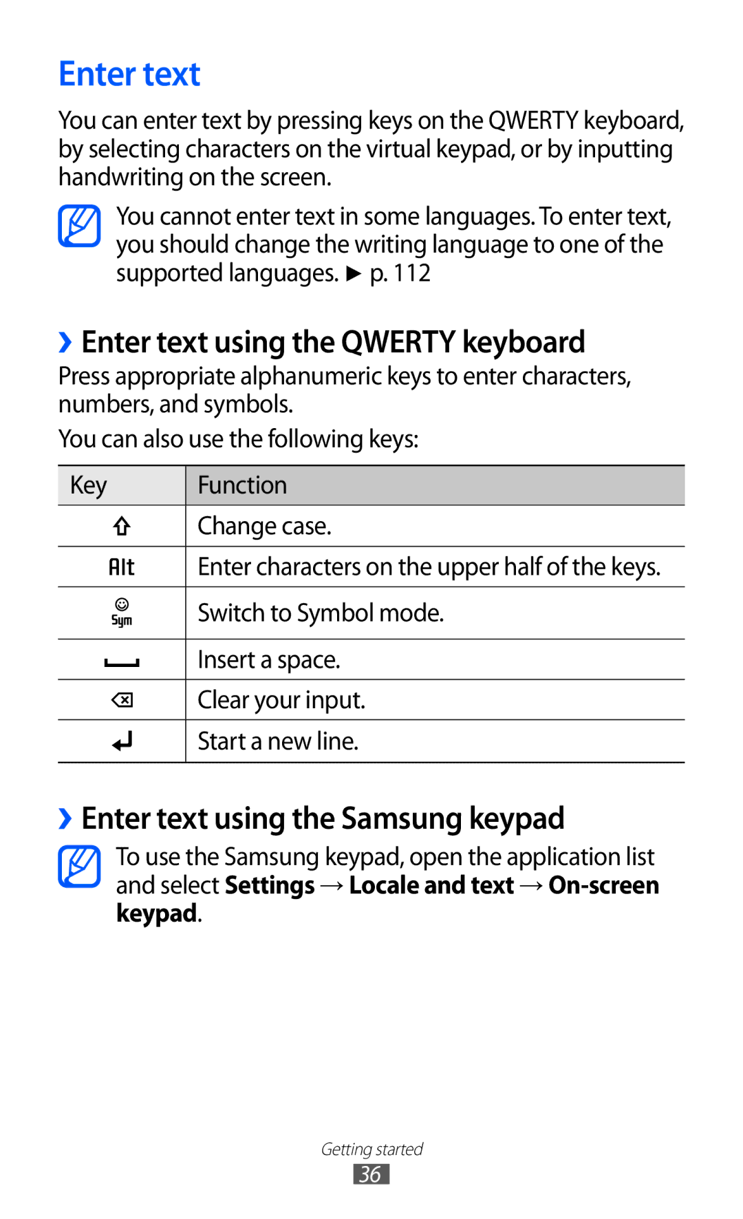 Samsung GT-B5510 user manual ››Enter text using the Qwerty keyboard, ››Enter text using the Samsung keypad 