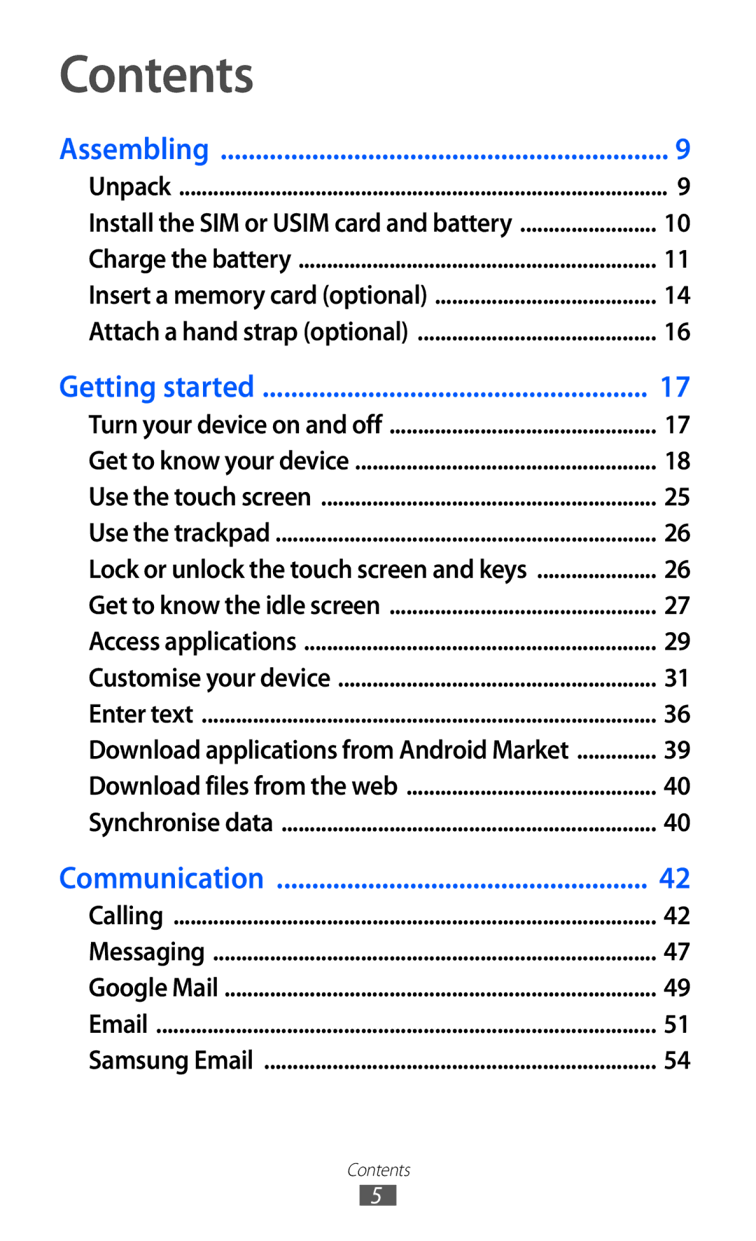 Samsung GT-B5510 user manual Contents 