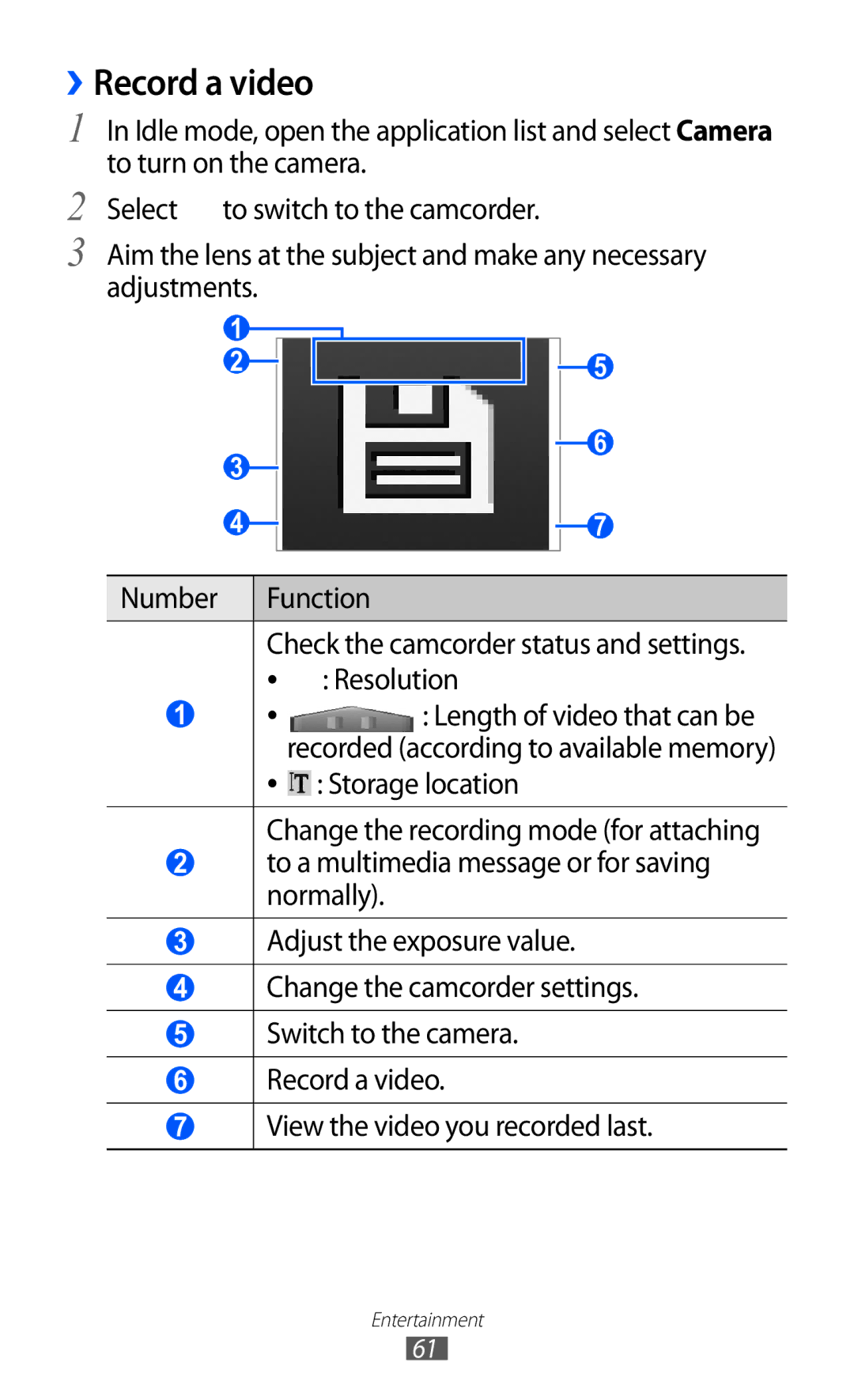 Samsung GT-B5510 user manual ››Record a video, Length of video that can be 