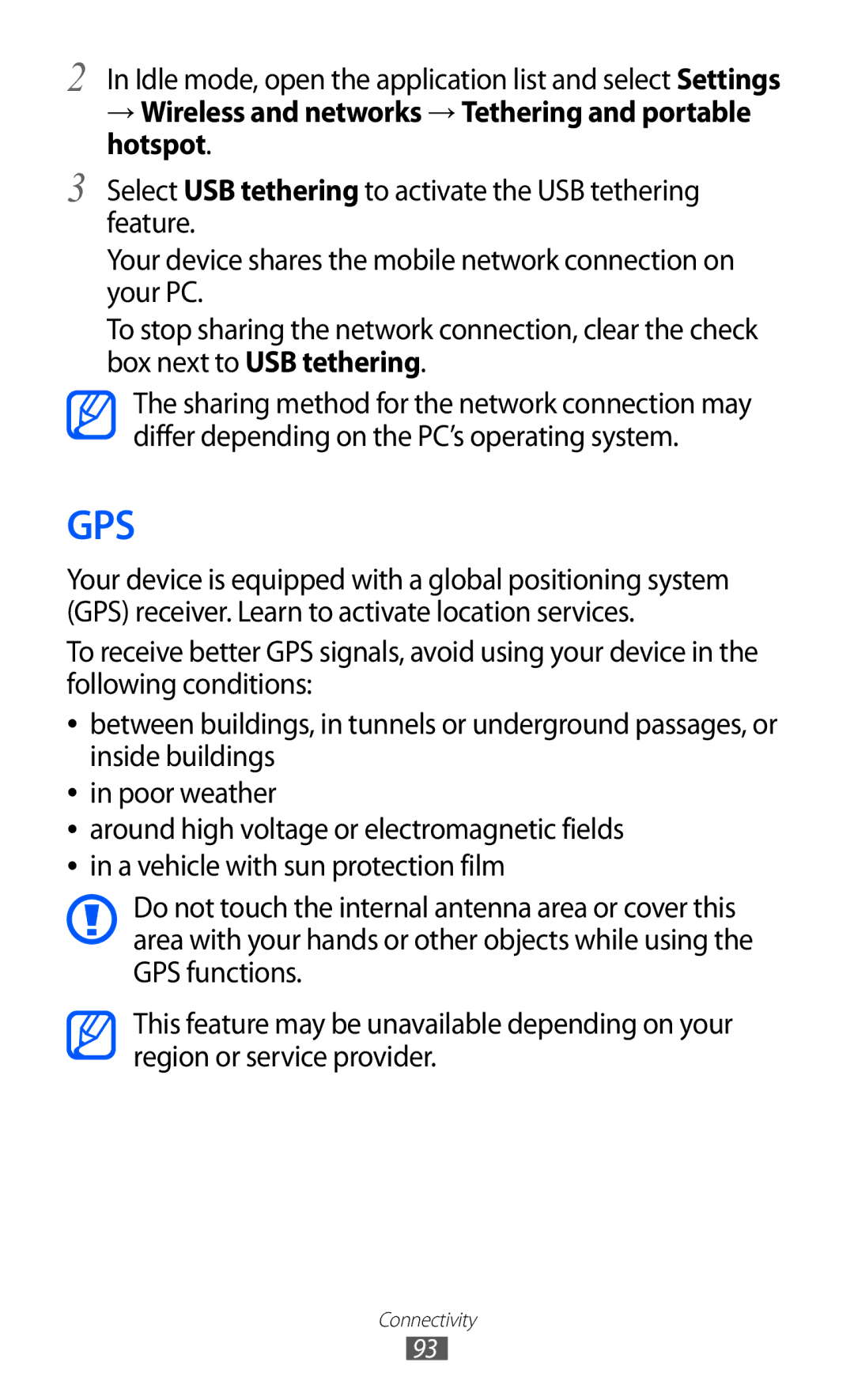 Samsung GT-B5510 user manual Gps 