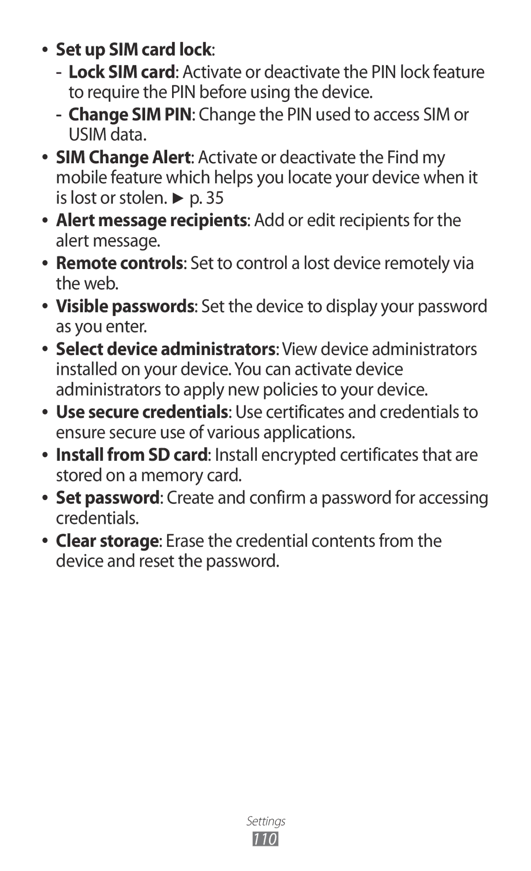 Samsung GT-B5510 user manual Set up SIM card lock 