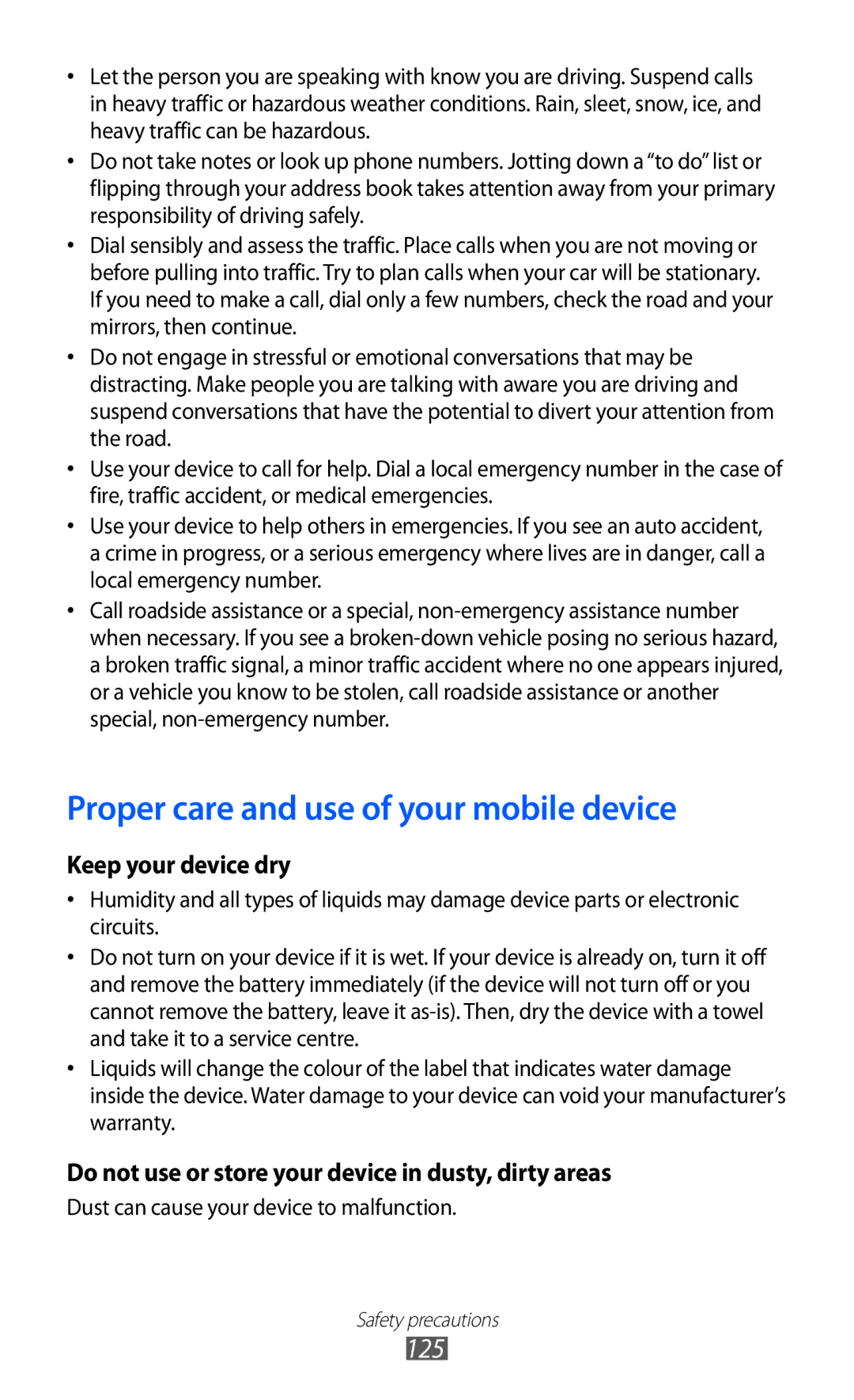 Samsung GT-B5510 user manual Proper care and use of your mobile device 