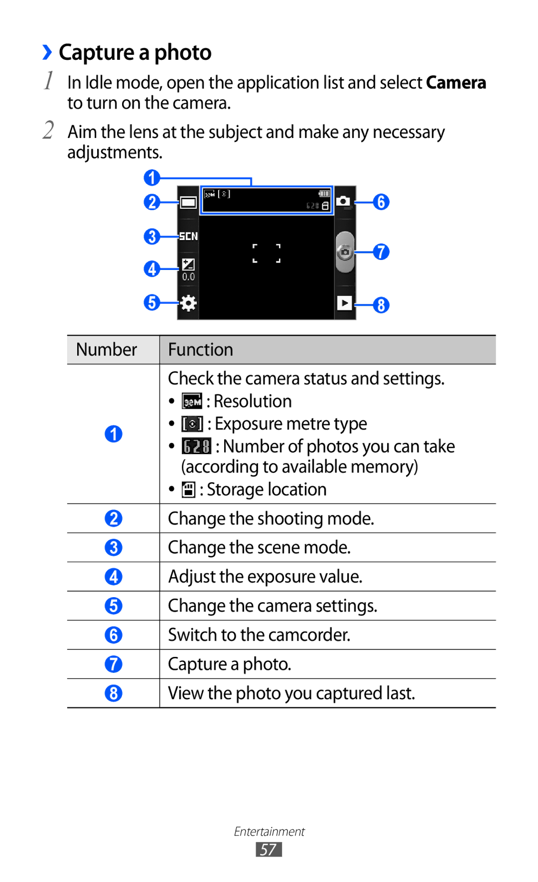 Samsung GT-B5510WSAABS, GT-B5510CAAABS, GT-B5510CAAAFR, GT-B5510CAAKSA, GT-B5510CAATUN, GT-B5510CAAXSG manual ››Capture a photo 