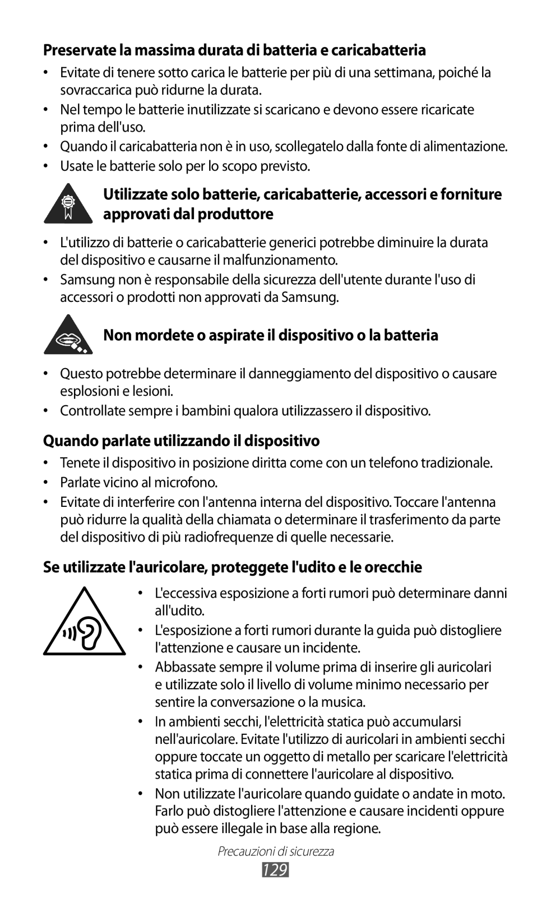 Samsung GT-B5510CAAWIN, GT-B5510CAAHUI, GT-B5510WSAWIN manual 129, Preservate la massima durata di batteria e caricabatteria 