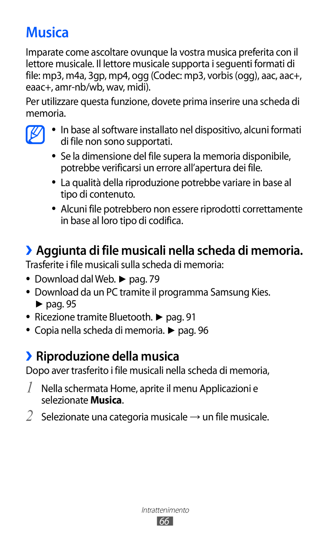 Samsung GT-B5510CAAWIN, GT-B5510CAAHUI, GT-B5510WSAWIN, GT-B5510CAATIM, GT-B5510CAAITV Musica, ››Riproduzione della musica 