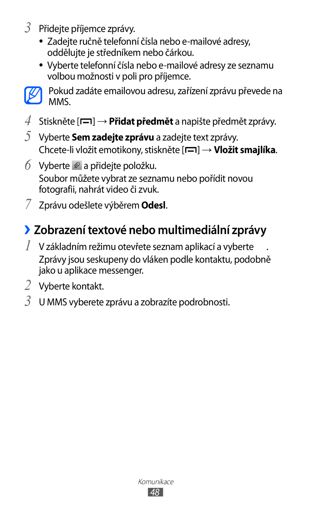 Samsung GT-B5510CAAO2C, GT-B5510CAAXSK manual ››Zobrazení textové nebo multimediální zprávy 