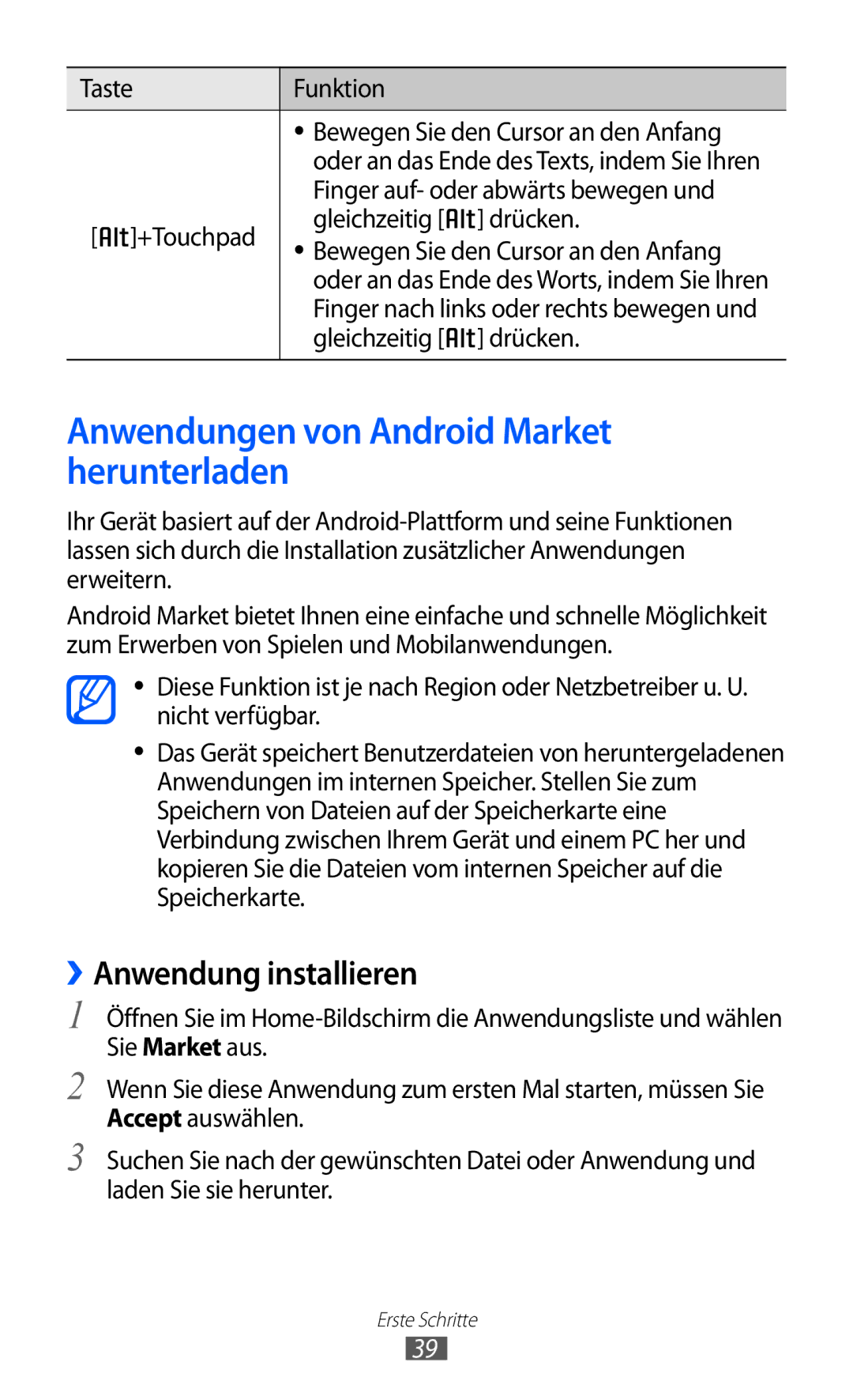 Samsung GT-B5510CAATUR, GT-B5510CAADBT manual Anwendungen von Android Market herunterladen, ››Anwendung installieren 