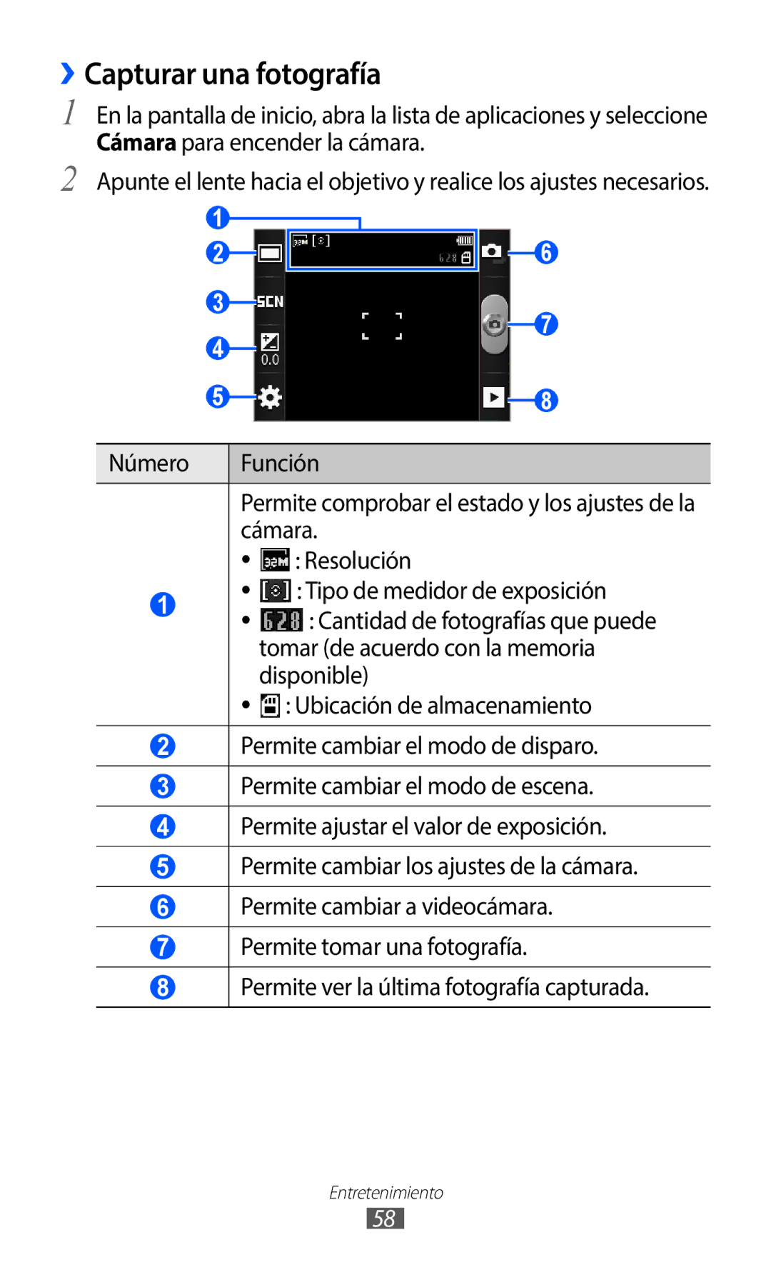 Samsung GT-B5510CAAATL, GT-B5510CAAYOG, GT-B5510CAAFOP manual ››Capturar una fotografía, Ubicación de almacenamiento 