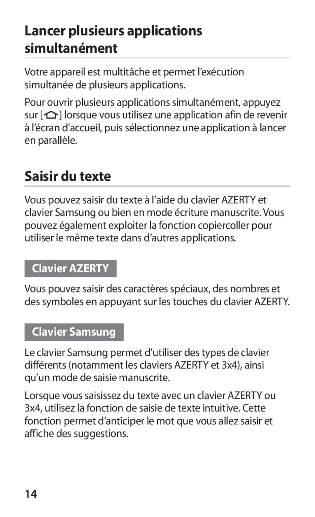 Samsung GT-B5510WSAGBL, GT-B5510WSABGL, GT-B5510CAABGL, GT2B5510WSABGL manual Saisir du texte, Clavier Azerty, Clavier Samsung 