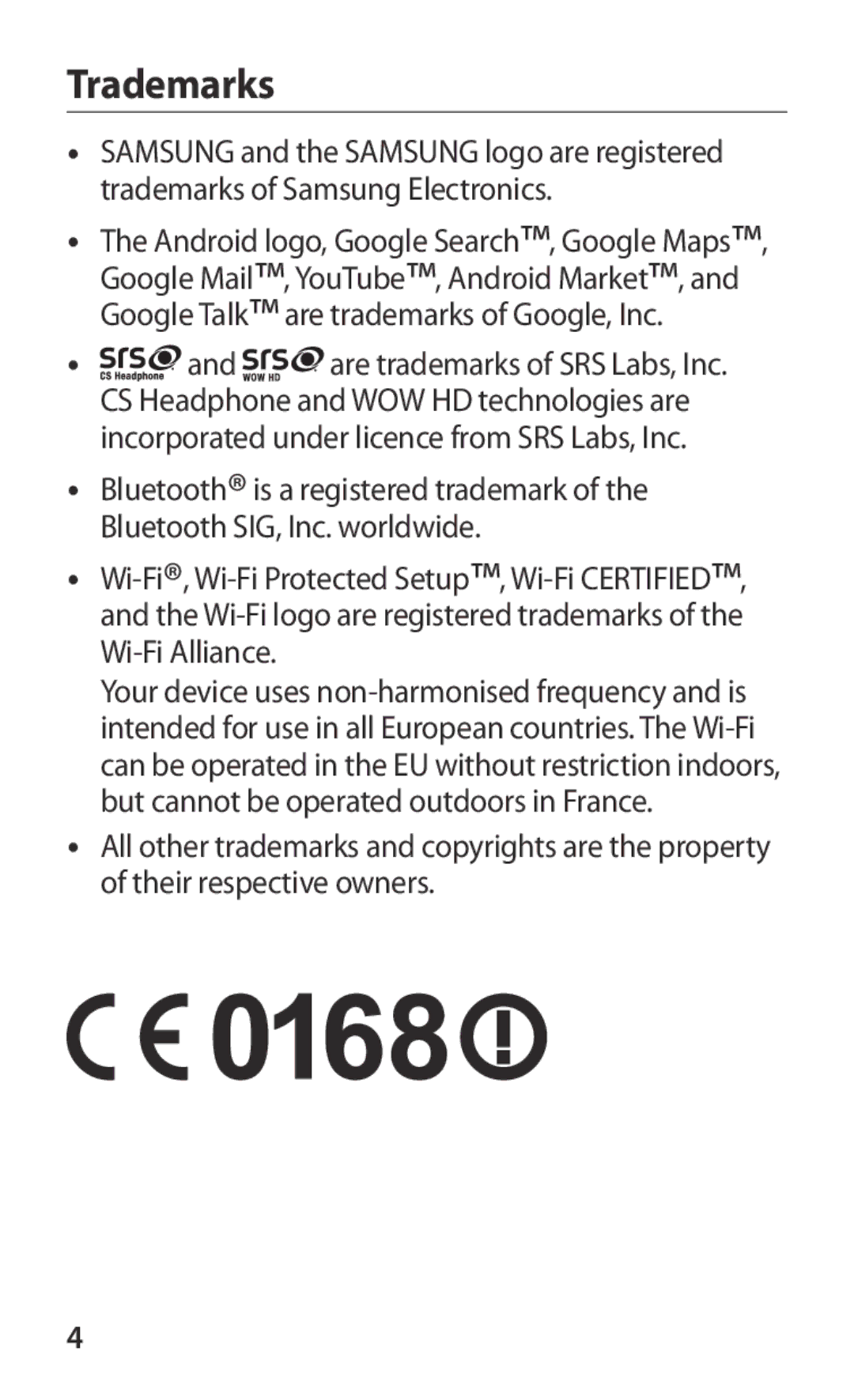 Samsung GT-B5512UWAEUR, GT-B5512HKABGL, GT2B5512HKABGL, GT-B5512HKAEUR, GT-B5512HKACYO manual Trademarks 