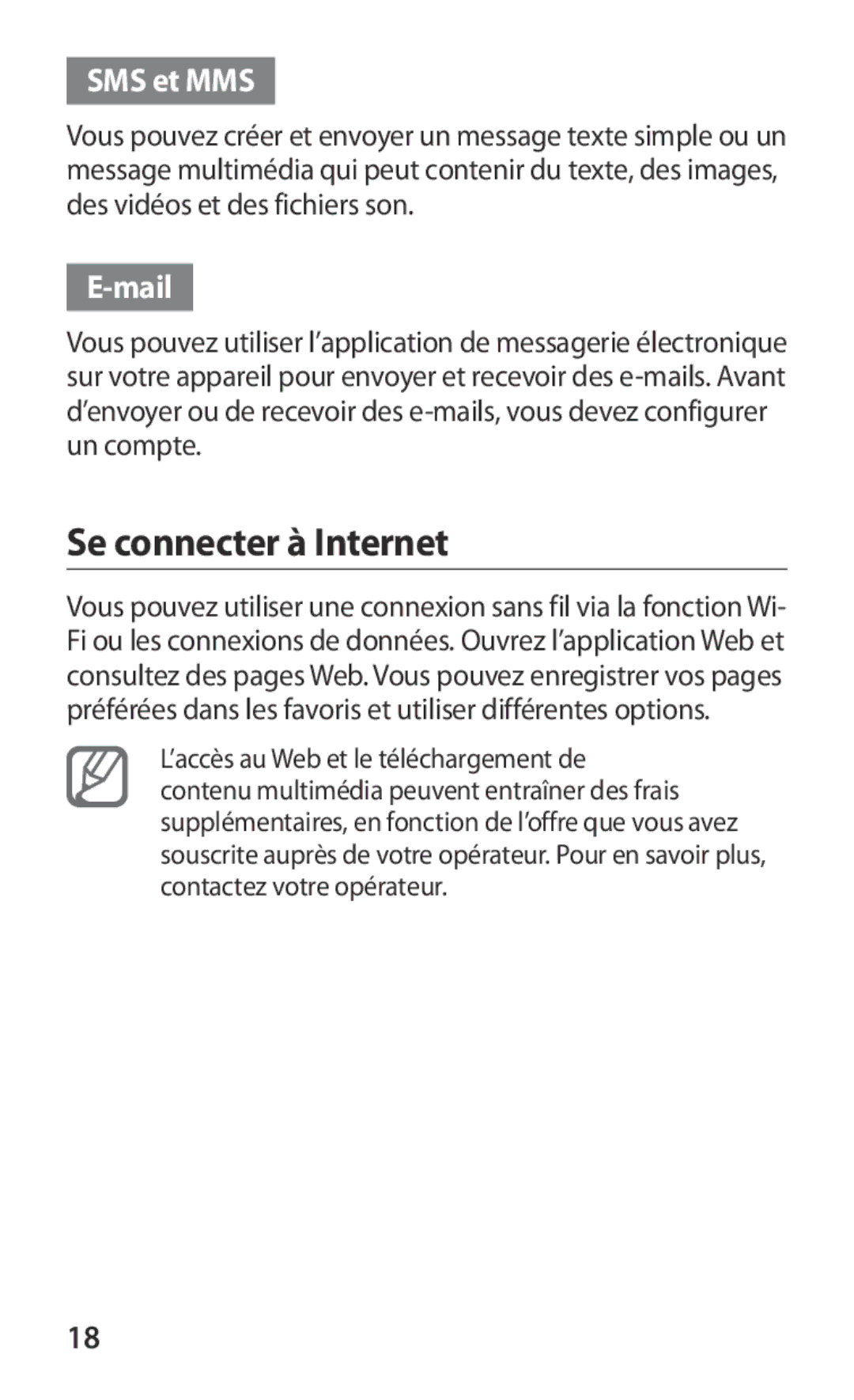 Samsung GT-B5512HKABGL, GT2B5512HKABGL manual Se connecter à Internet, SMS et MMS, Mail 