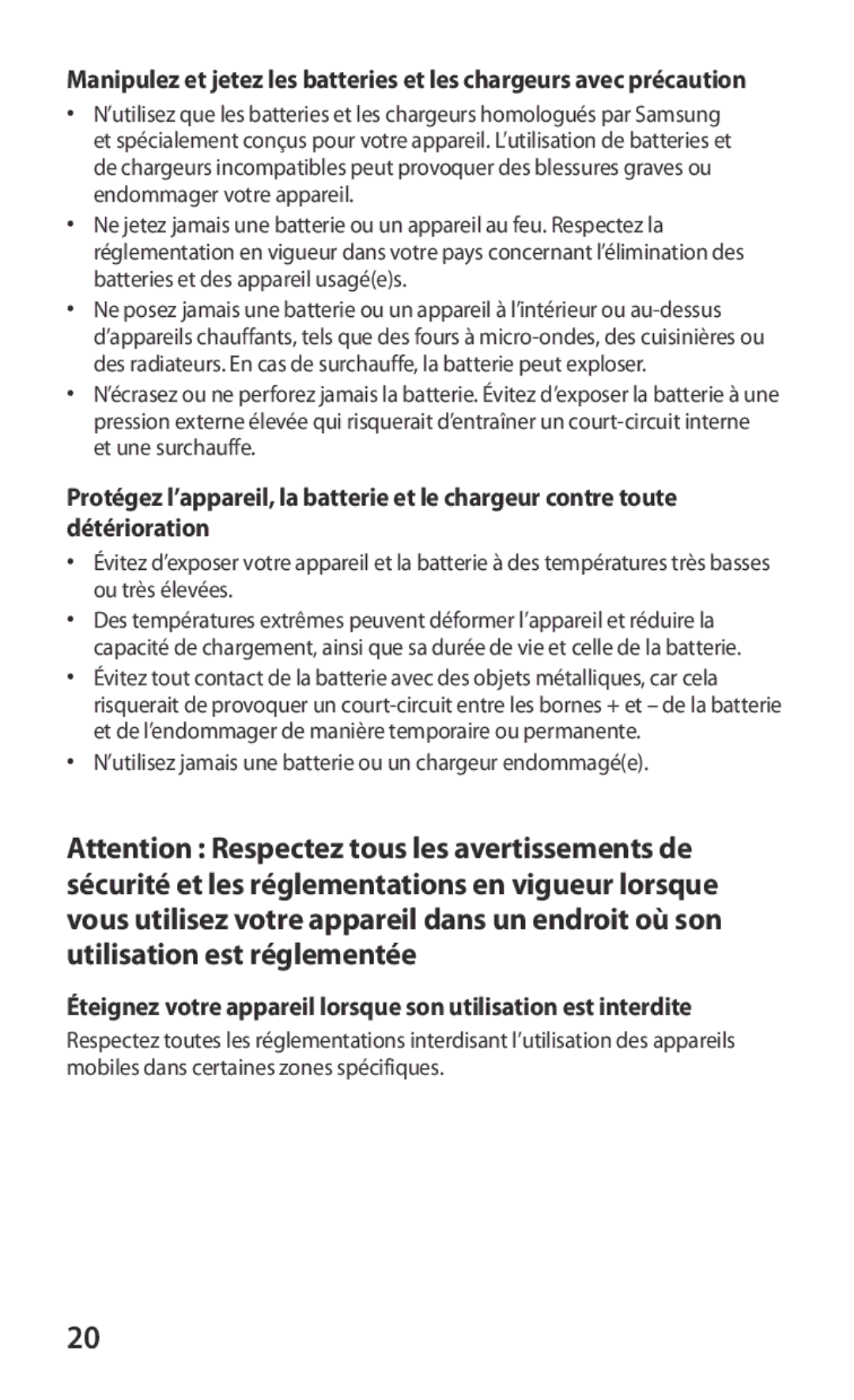 Samsung GT-B5512HKABGL, GT2B5512HKABGL manual ’utilisez jamais une batterie ou un chargeur endommagée 