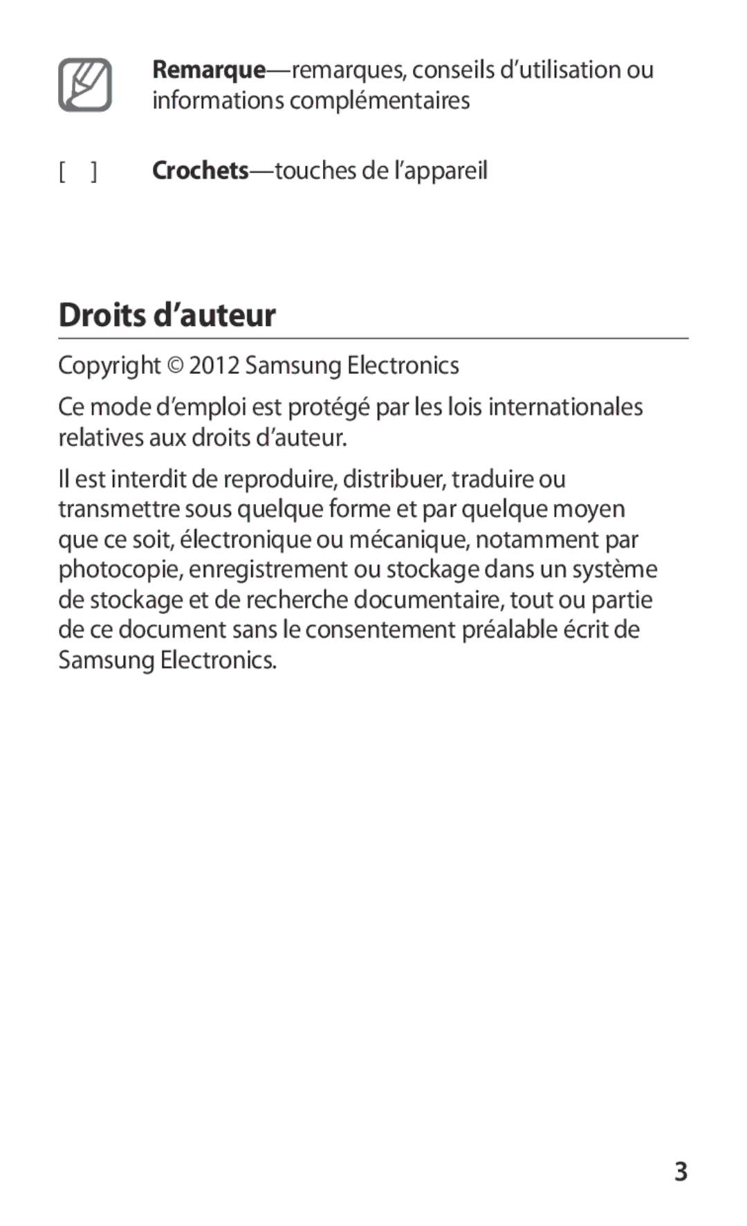 Samsung GT2B5512HKABGL, GT-B5512HKABGL manual Droits d’auteur 