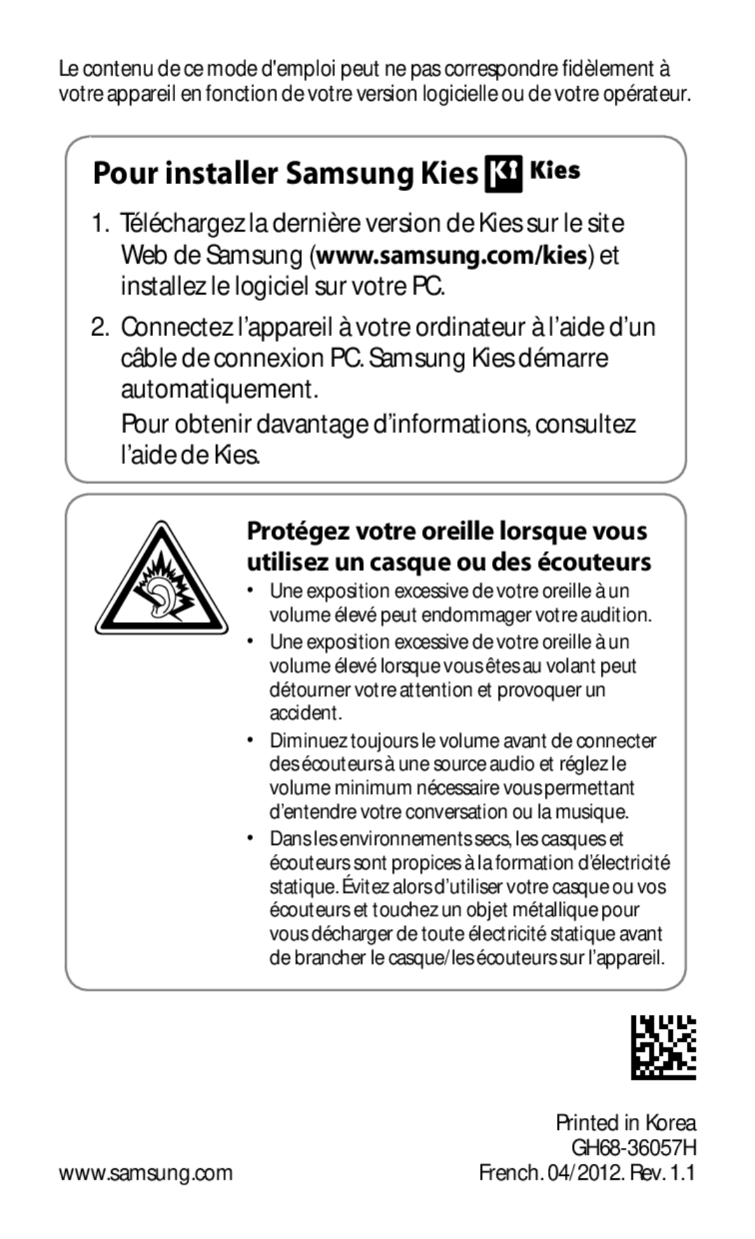 Samsung GT-B5512HKABGL, GT2B5512HKABGL manual Pour installer Samsung Kies 