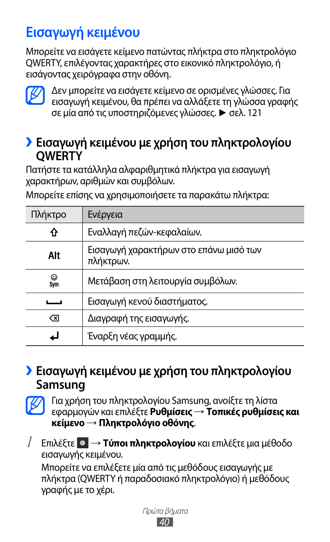 Samsung GT-B5512HKACYO, GT-B5512HKAEUR, GT-B5512UWAEUR manual Εισαγωγή κειμένου, Samsung 