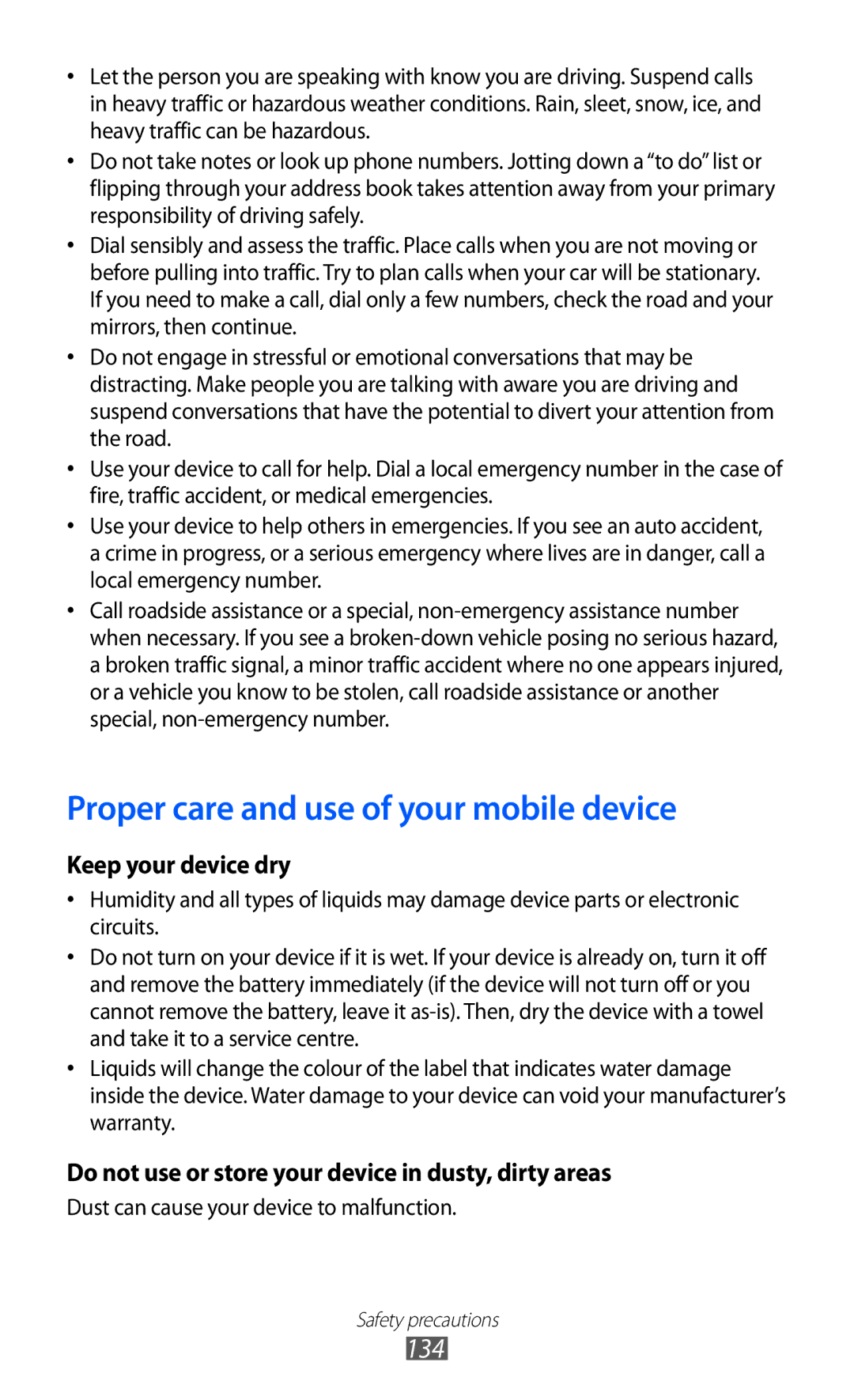 Samsung GT-B5512HKABTC, GT-B5512HKAMID, GT-B5512HKATHR, GT-B5512HKAXSG manual Proper care and use of your mobile device 