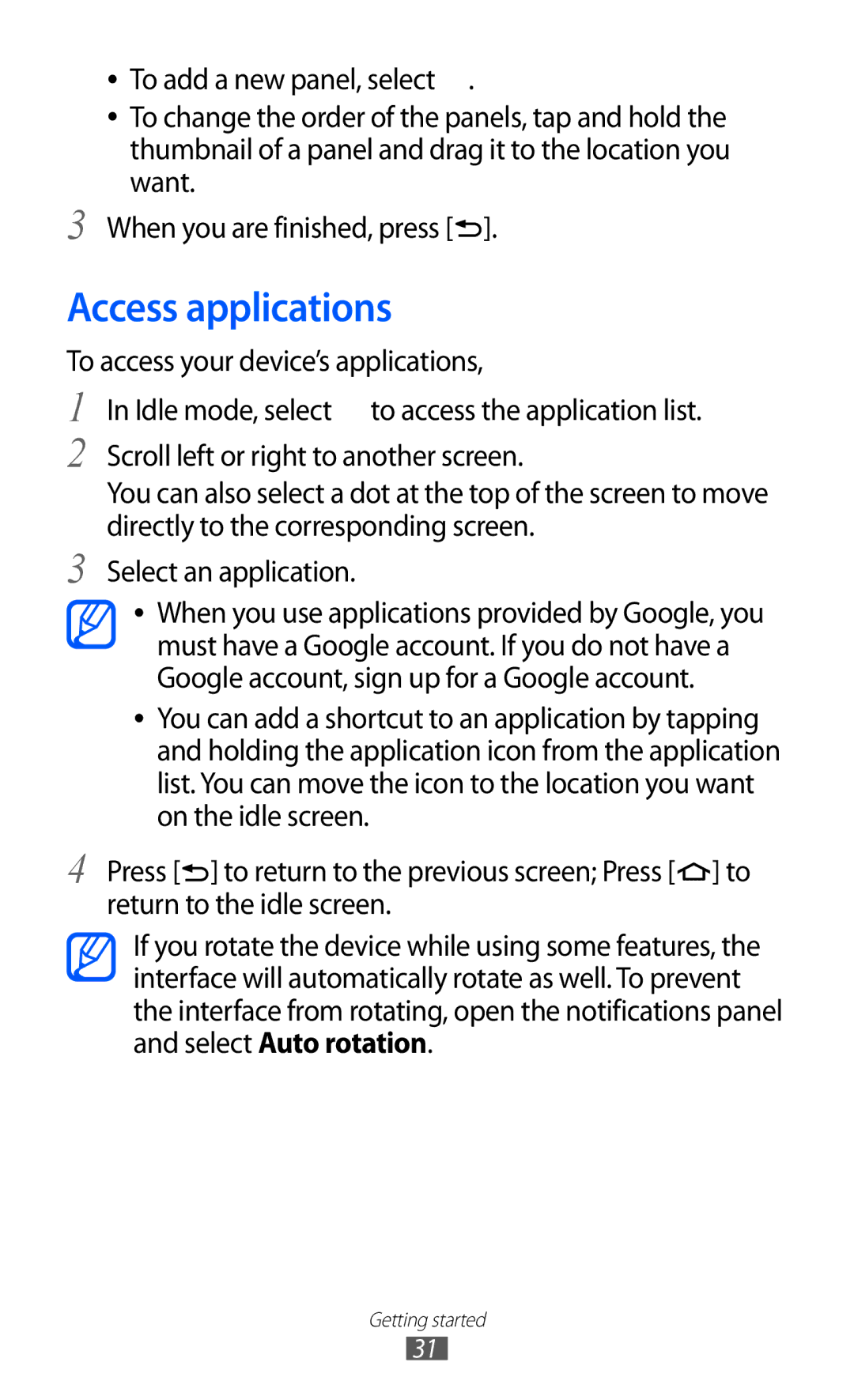 Samsung GT-B5512HKAJED, GT-B5512HKAMID, GT-B5512HKATHR, GT-B5512HKAXSG, GT-B5512HKAABS, GT-B5512HKAAFR Access applications 