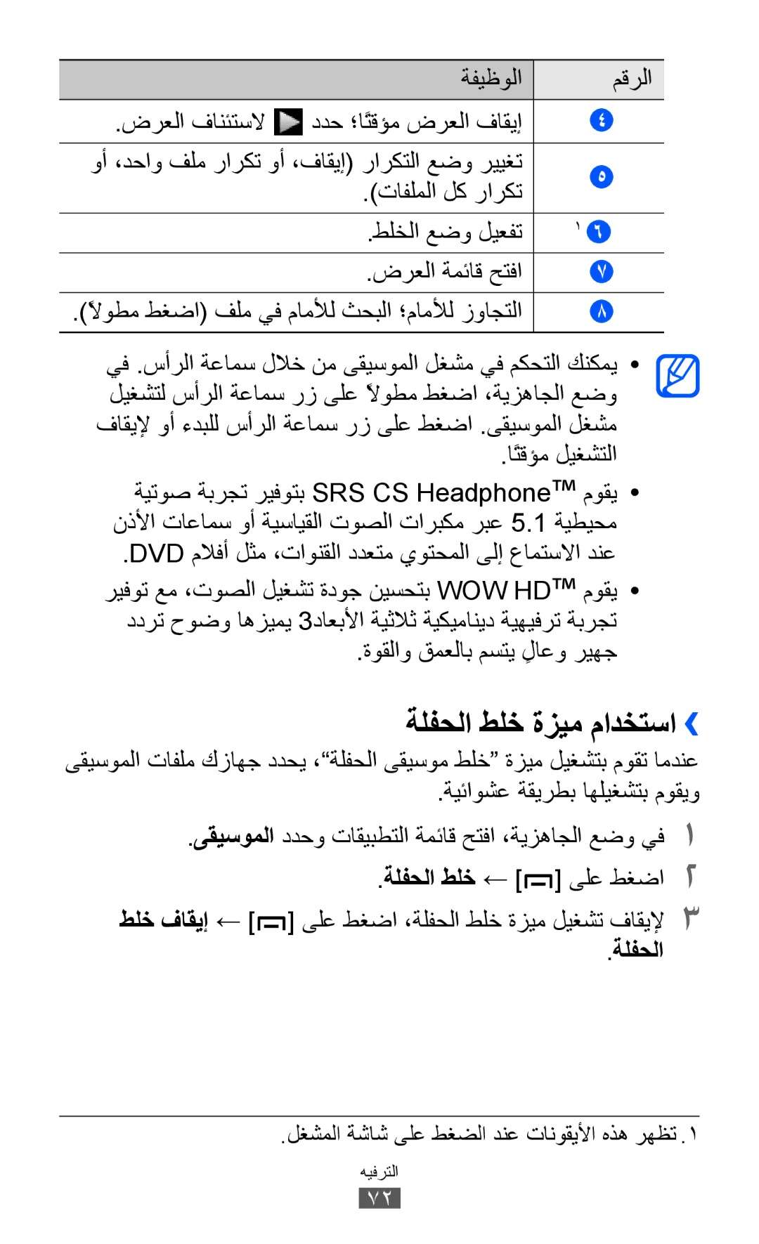 Samsung GT-B5512HKASKZ, GT-B5512HKAMID, GT-B5512HKATHR, GT-B5512HKAXSG, GT-B5512HKAABS manual ةلفحلا طلخ ةزيم مادختسا›› 