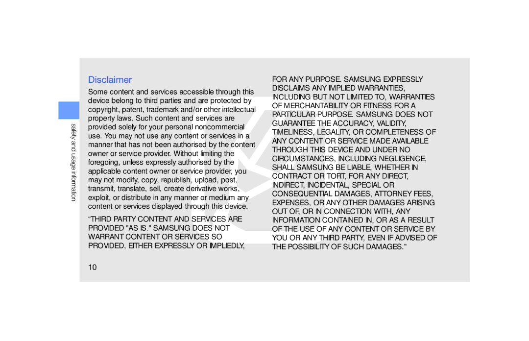 Samsung GT-B5722 user manual Disclaimer 