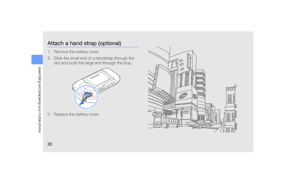 Samsung GT-B5722 user manual Attach a hand strap optional, Remove the battery cover 