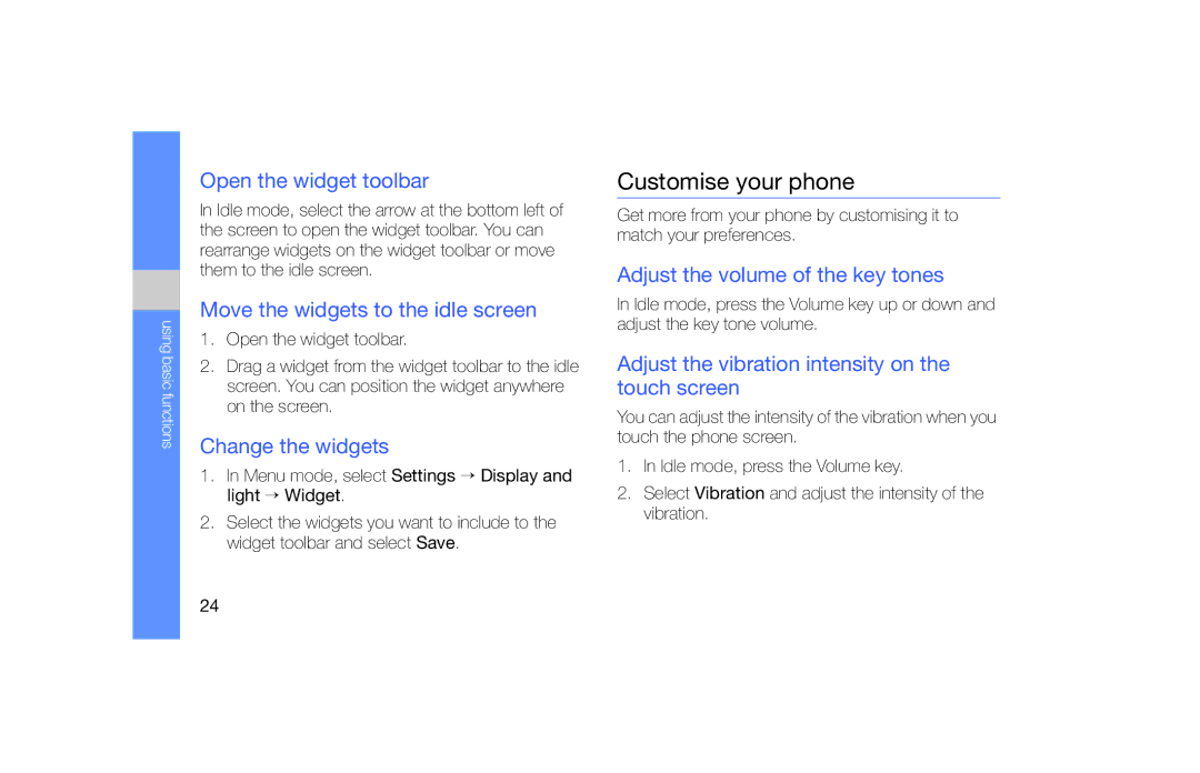 Samsung GT-B5722 user manual Customise your phone 