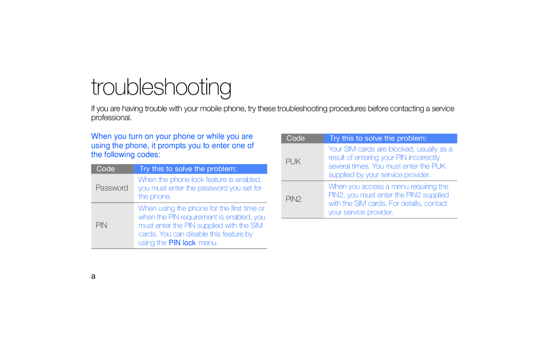 Samsung GT-B5722 user manual Troubleshooting 