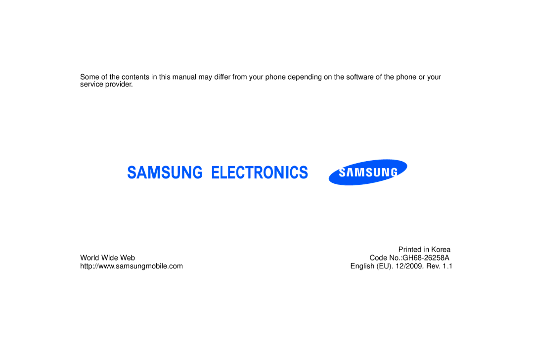 Samsung GT-B5722 user manual English EU /2009. Rev 