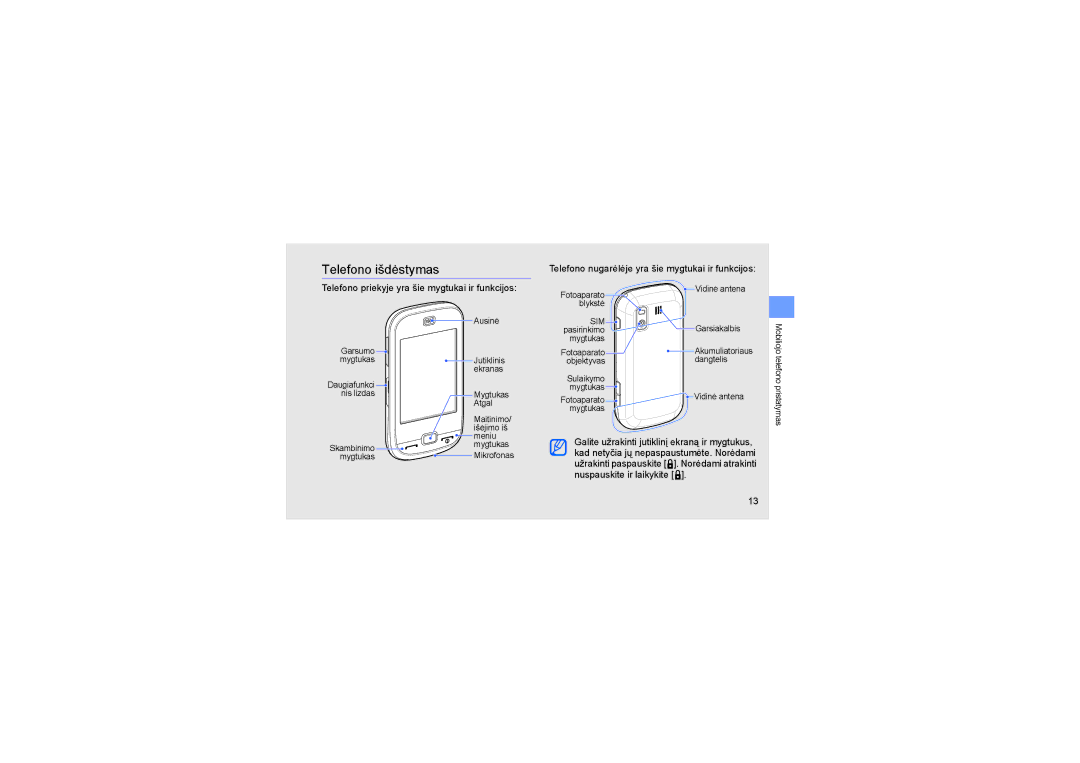 Samsung GT-B5722LIASEB, GT-B5722DNASEB manual Telefono išdėstymas, Sim 