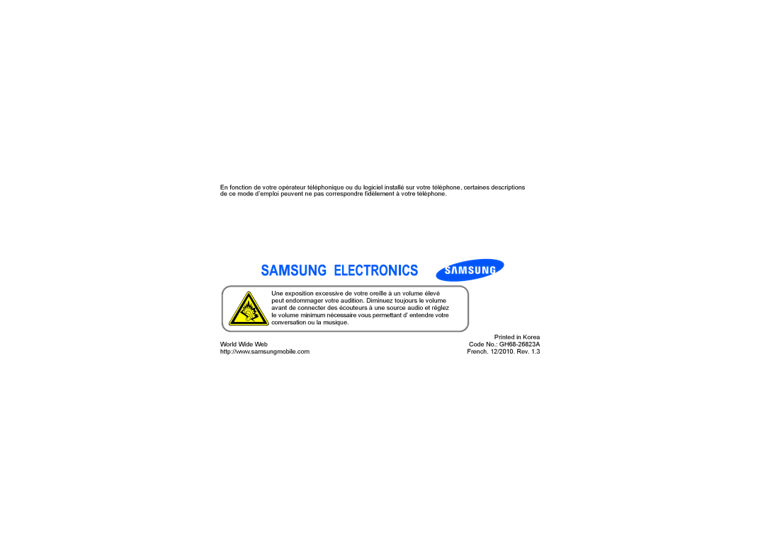 Samsung GT-B5722LIAXEF, GT-B5722DNAXEF manual French /2010. Rev 