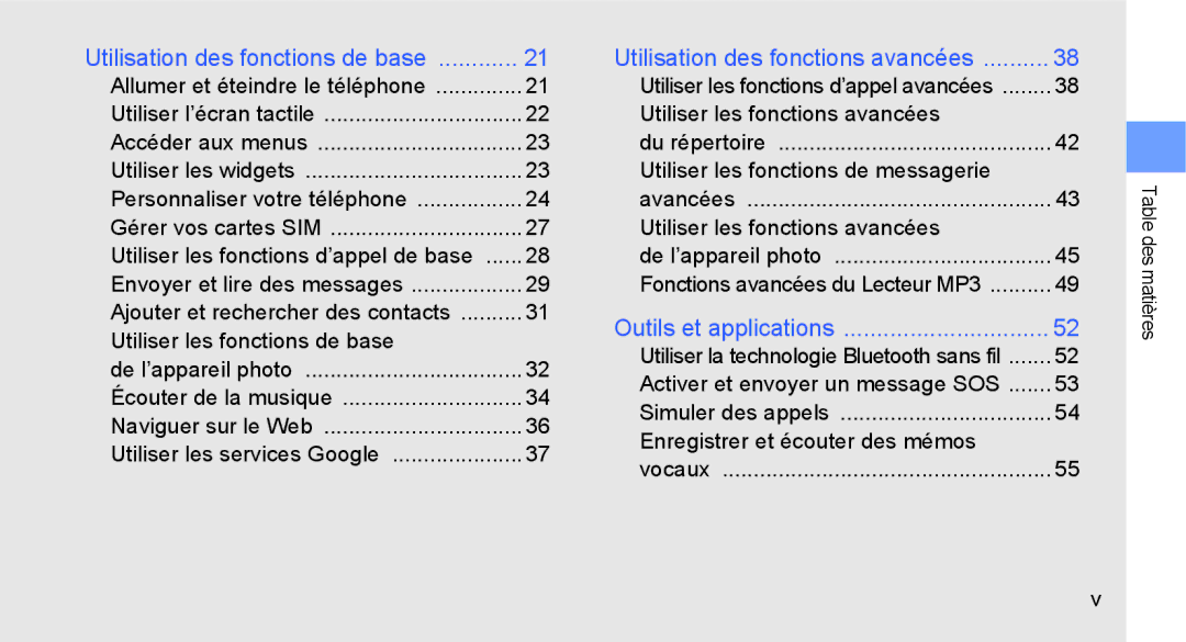 Samsung GT-B5722LIAXEF Utiliser les fonctions de base, Utilisation des fonctions avancées, Utiliser les fonctions avancées 