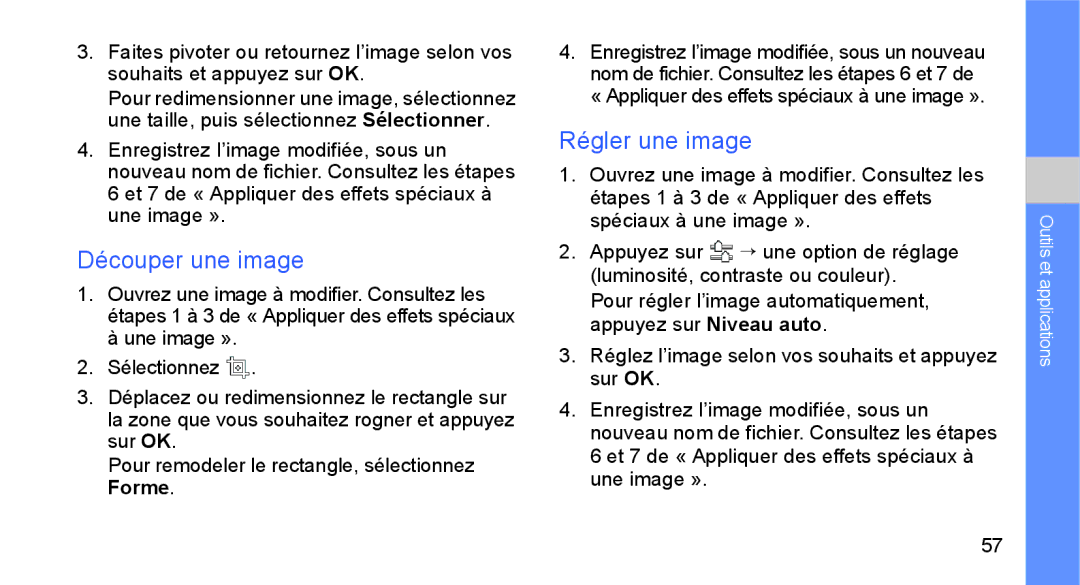 Samsung GT-B5722LIAXEF, GT-B5722DNAXEF manual Découper une image, Régler une image 