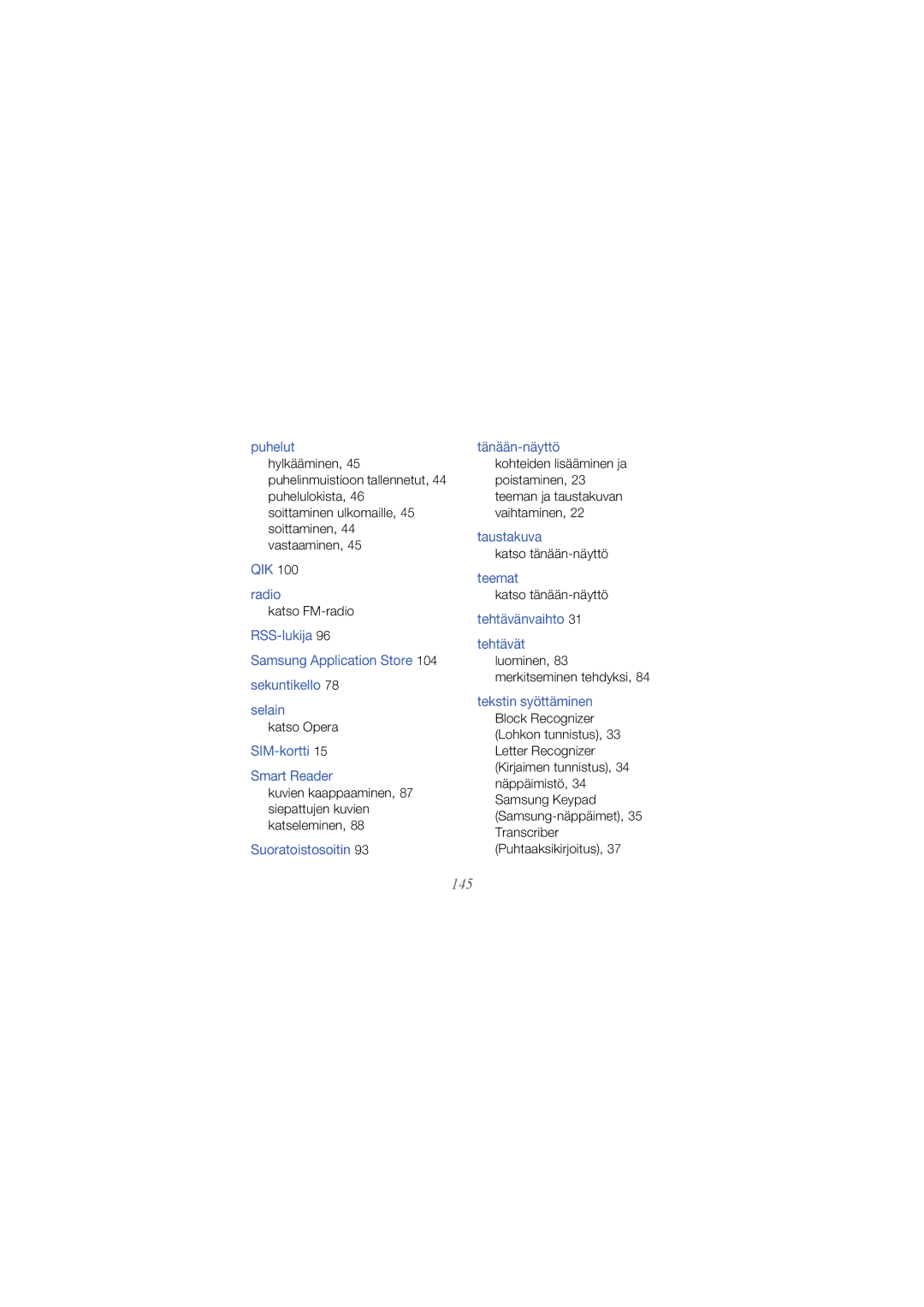 Samsung GT-B7300IKAXEE, GT-B7300GRAXEE, GT-B7300XDAXEE manual 145 